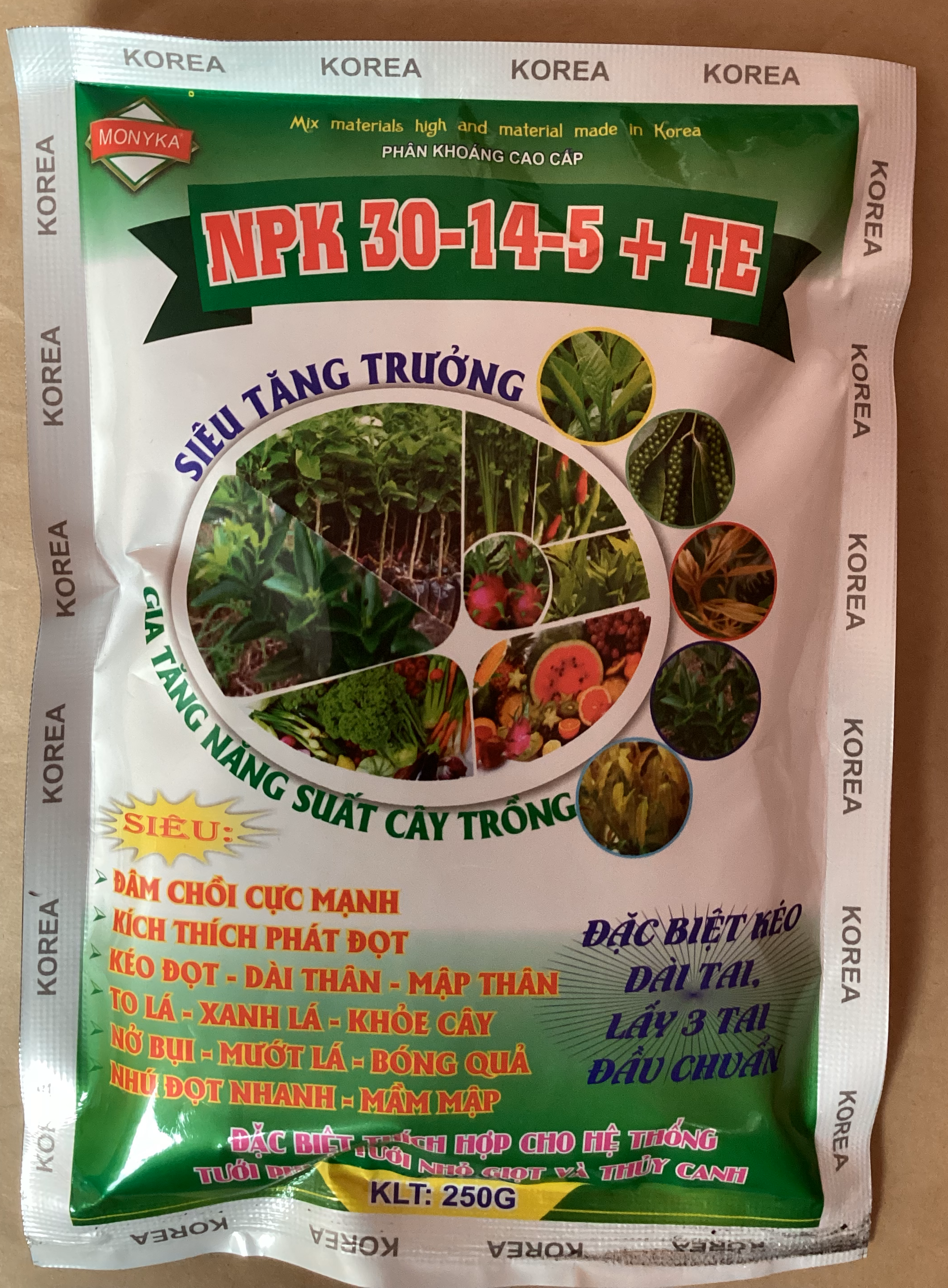 phân bón tăng trưởng npk 30-14-5 TE , đâm chồi, nẩy lộc, kéo đọt, dài thân