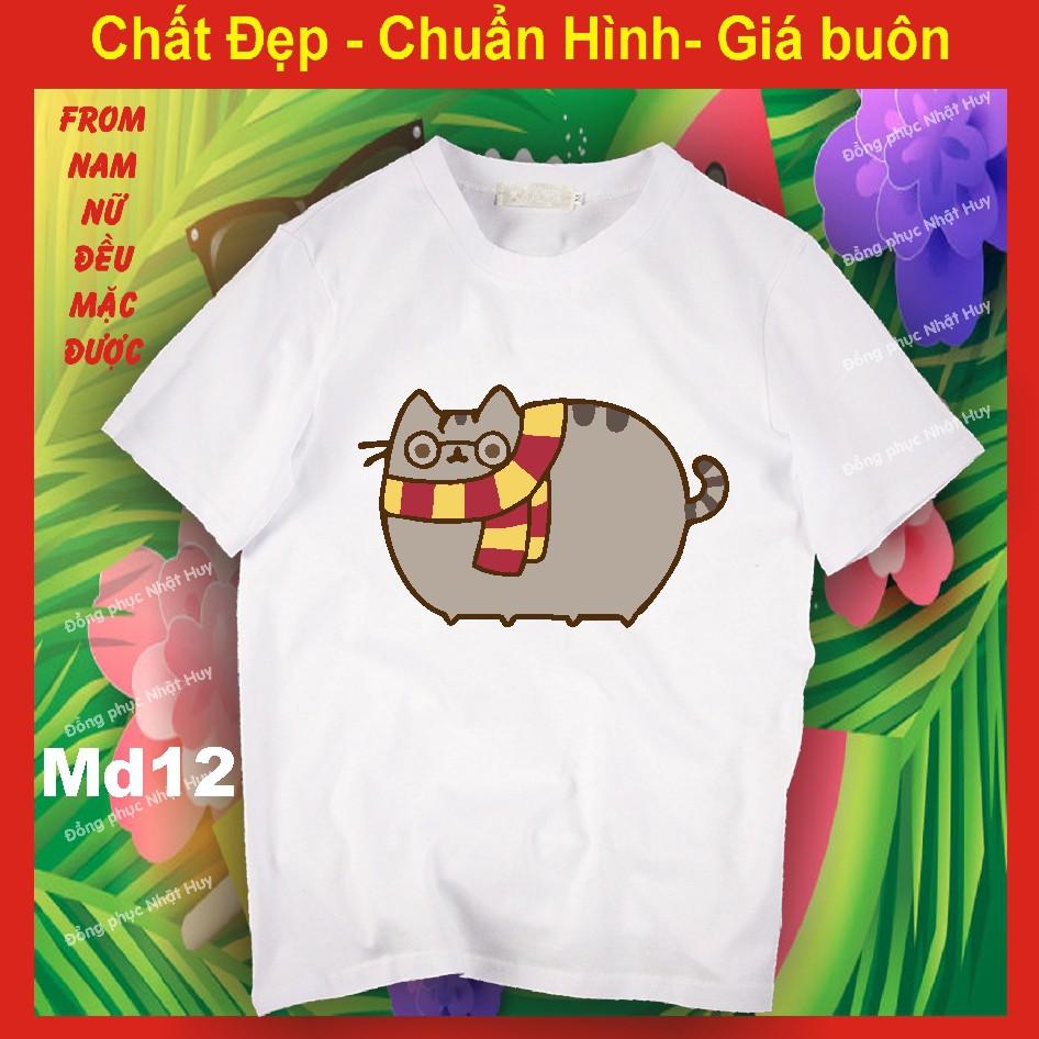 Áo thun mèo đen pusheen kawii MD12, phông, icoi biểu cảm,