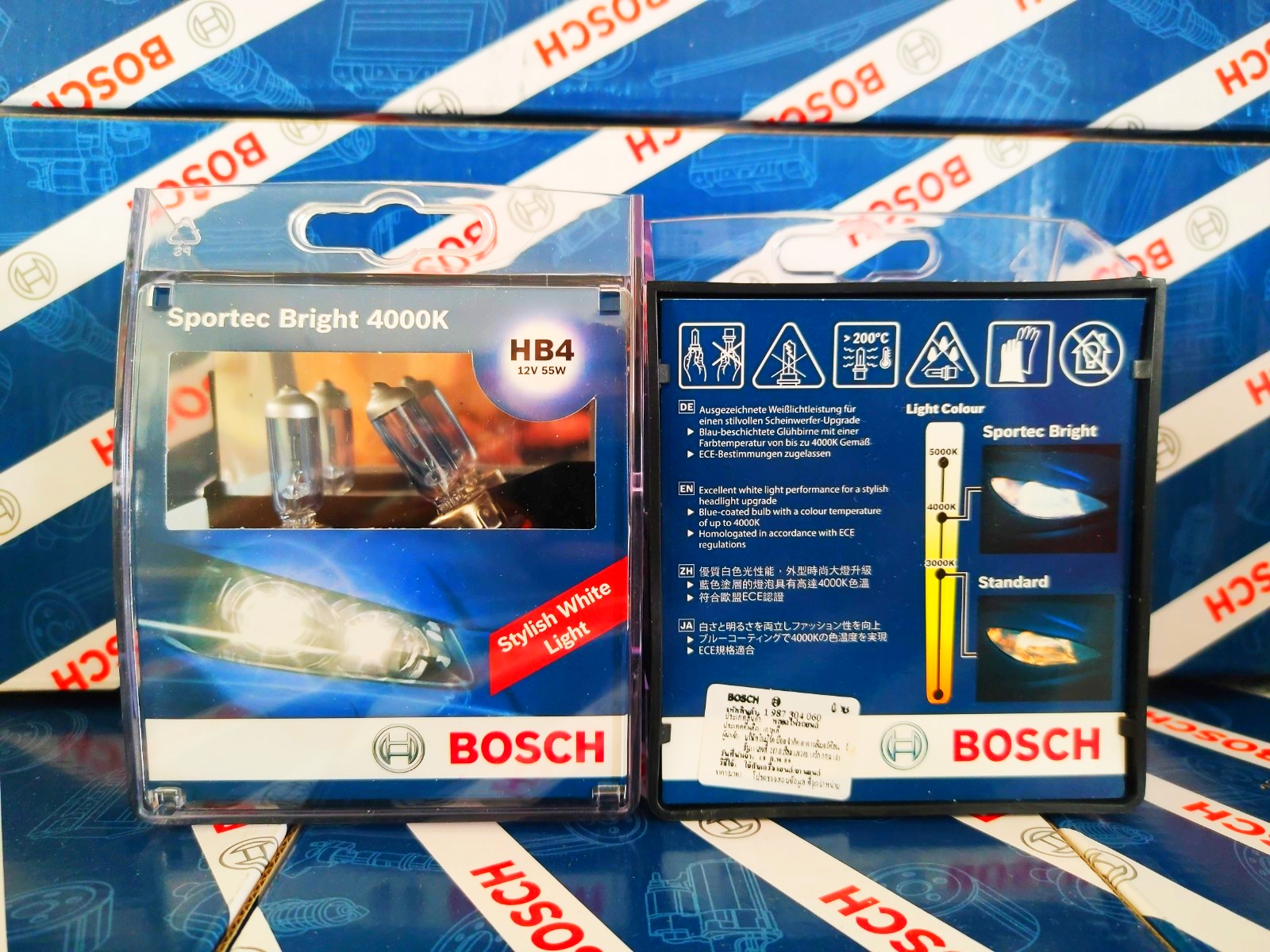 Bóng Đèn Tăng Sáng Bosch 9006 (HB4) 12V 65W Sportec Bright 4000K (Hộp 2 Bóng)