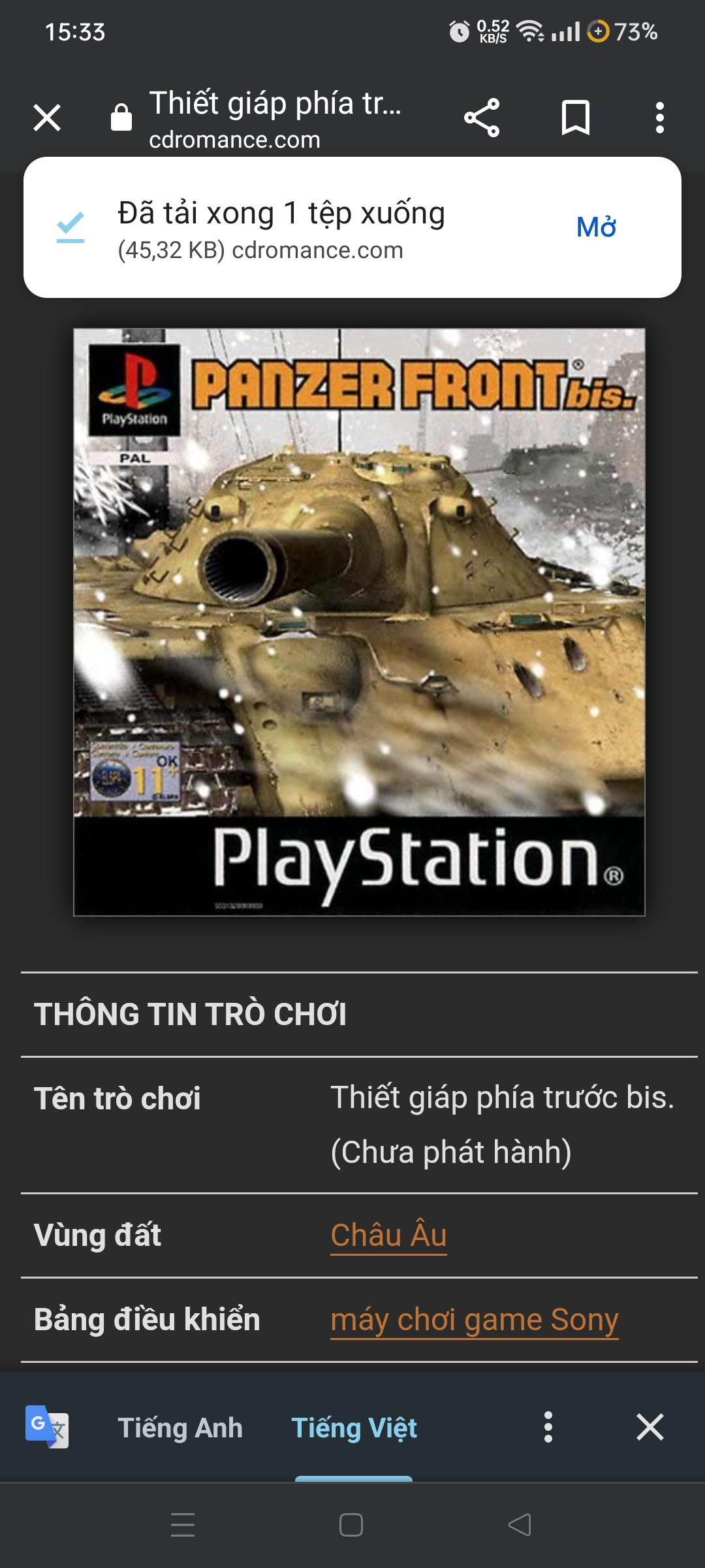 Game ps1 bắn tank panzer front