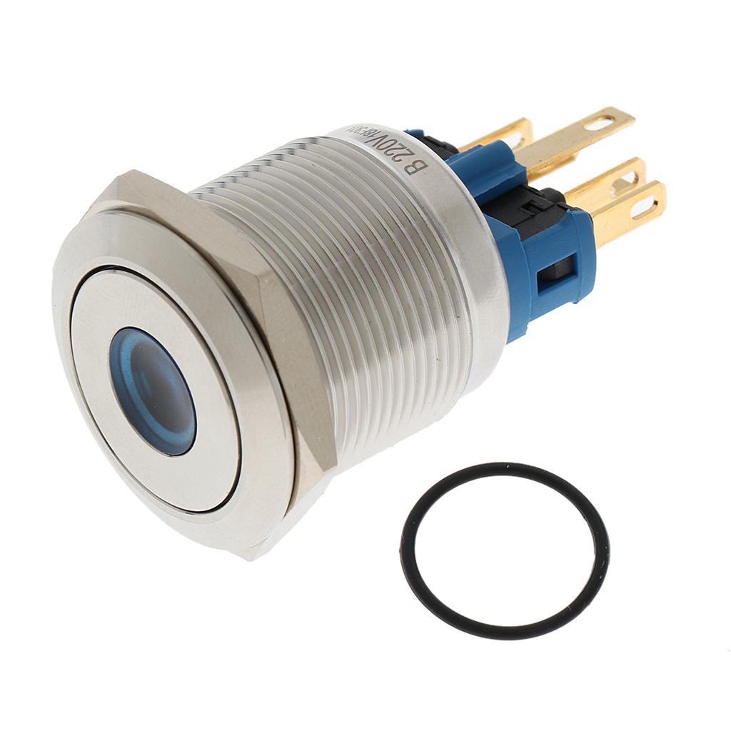 NEW 22mm Reset Self-locking Switch Stainless Steel Push Button Switch 220V