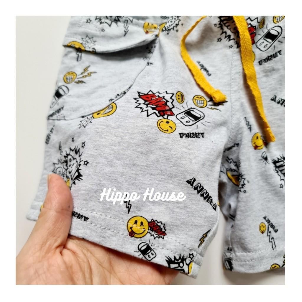 Quần Short Đùi Bé Trai Túi Hộp GeeJay Xuất Dư size nhí Chất Cotton Hoạ Tiết Mềm Mát Hippo House