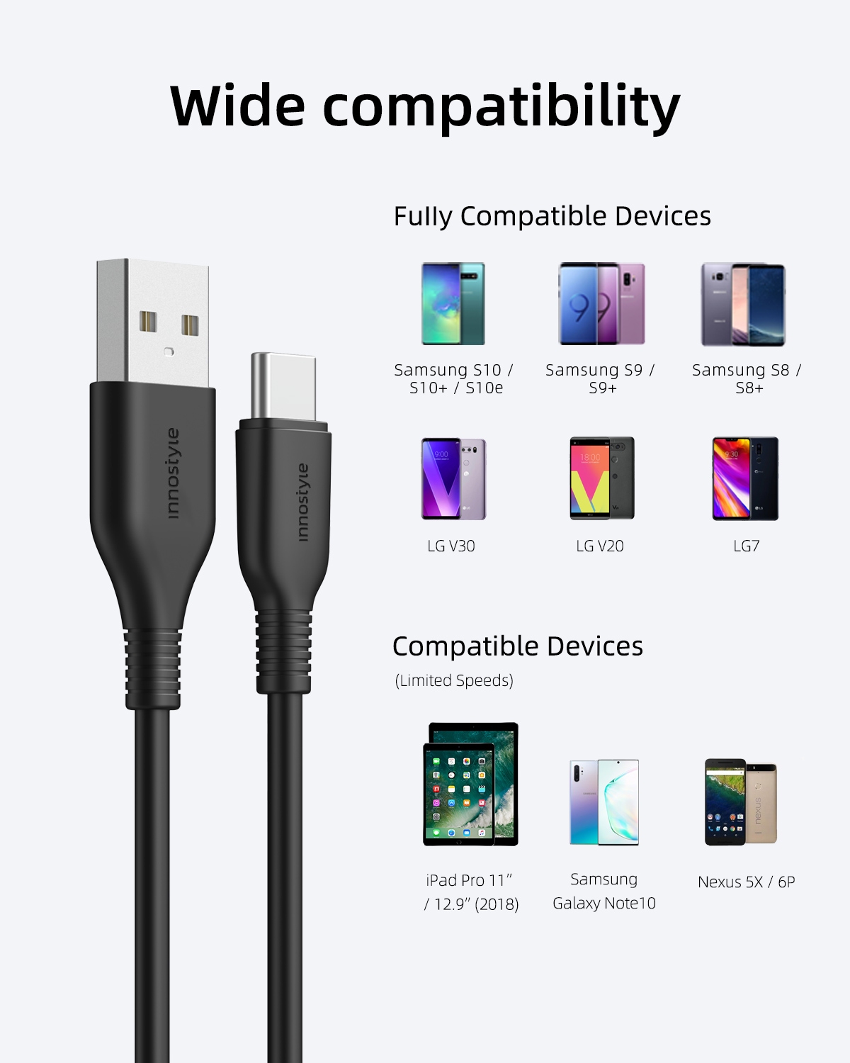 Cáp Innostyle Jazzy USB-A ra USB-C 1m2 - Hỗ Trợ Sạc Nhanh 15W - Hàng Chính Hãng