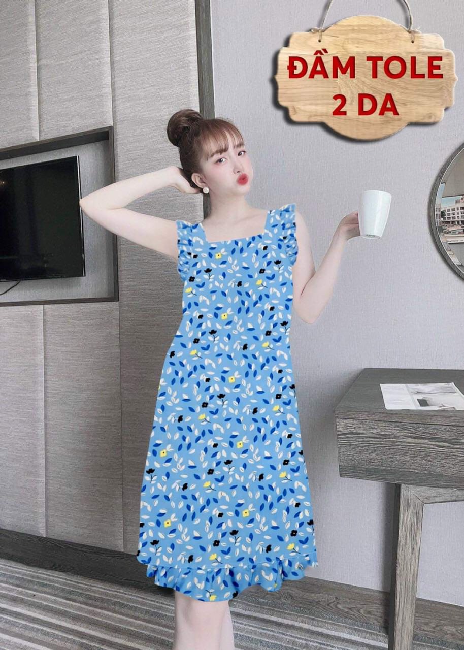 Đầm Nữ Mặc Nhà Shop Khánh An, Đầm Tole  2 Da Bigsize Kèm Quần Đùi Mặc Trong, Màu Số 10