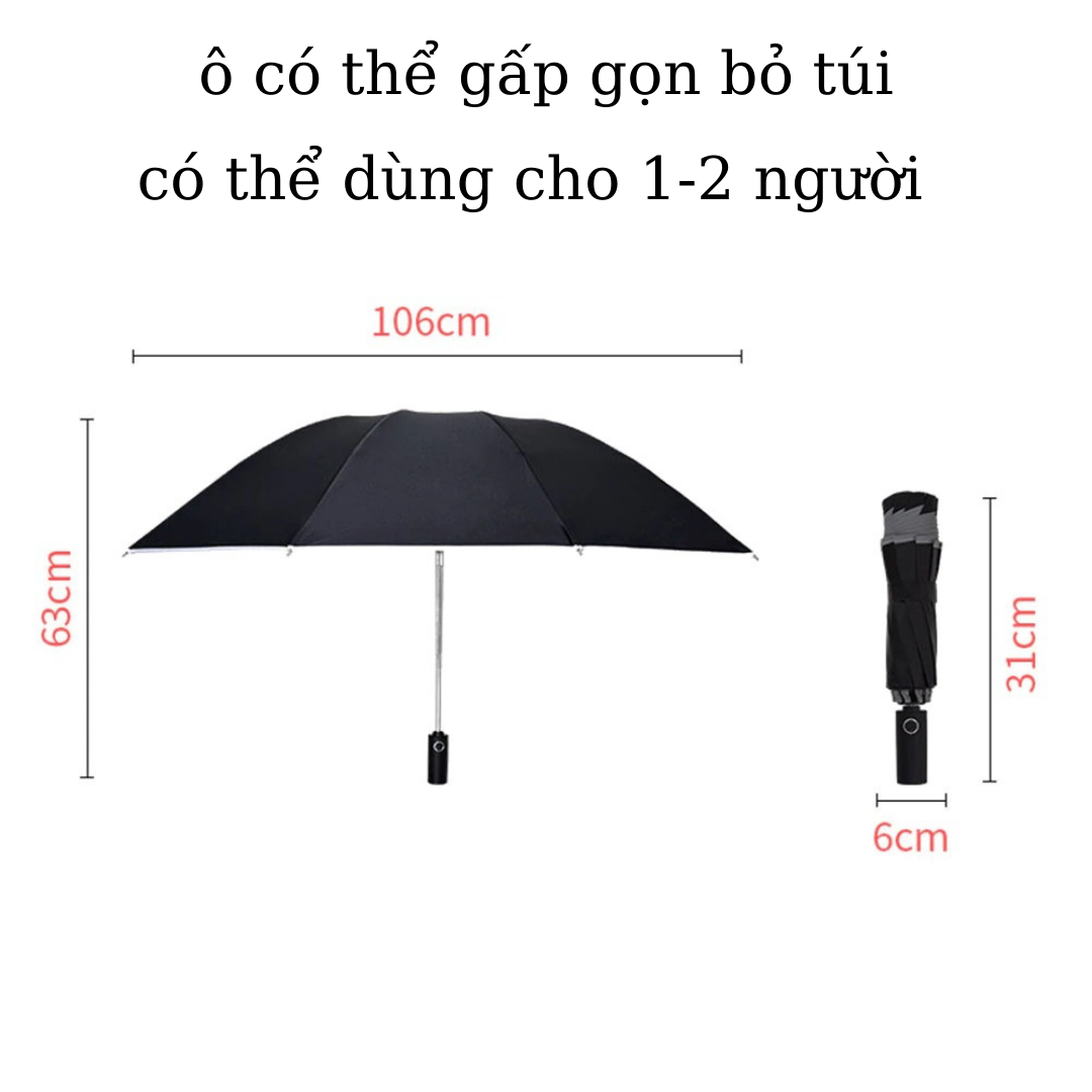 Ô dù gấp gọn tự động chống tia UV TiLoKi TOD01 có đèn led đi đêm đường kính 106cm