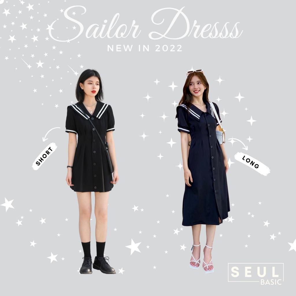 Đầm Thủy Thủ hai Form ngắn dài _ SEUL BASIC _SD173