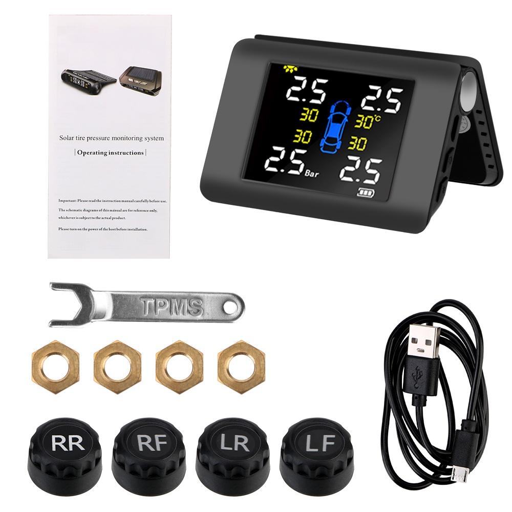 Hệ thống giám sát áp suất lốp xe hơi TPMS có màn hình led hiển thị nhiệt độ và 4 cảm biến ngoài / tích hợp