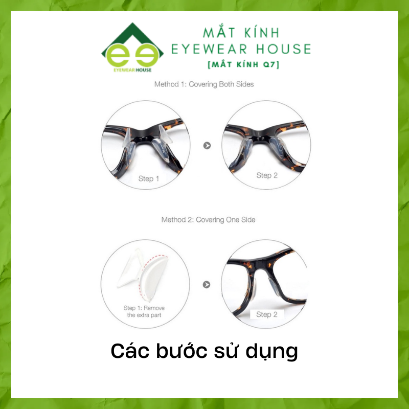 [1 cặp] Đệm Mũi Dán Mắt Kính Bằng Silicon Chống Trượt Hàng Nhật