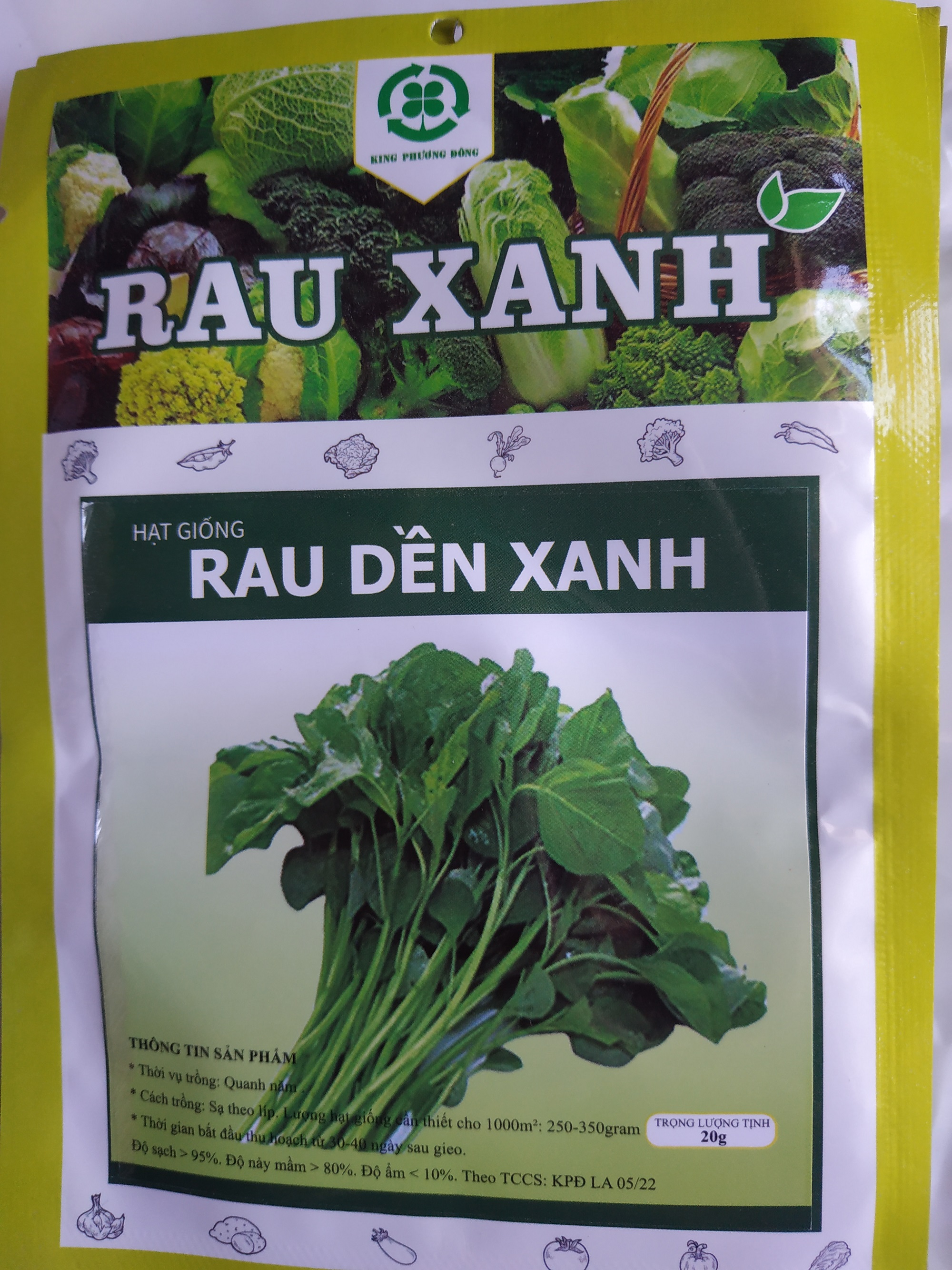 Hạt giống RAU DỀN XANH - gói 20 gram