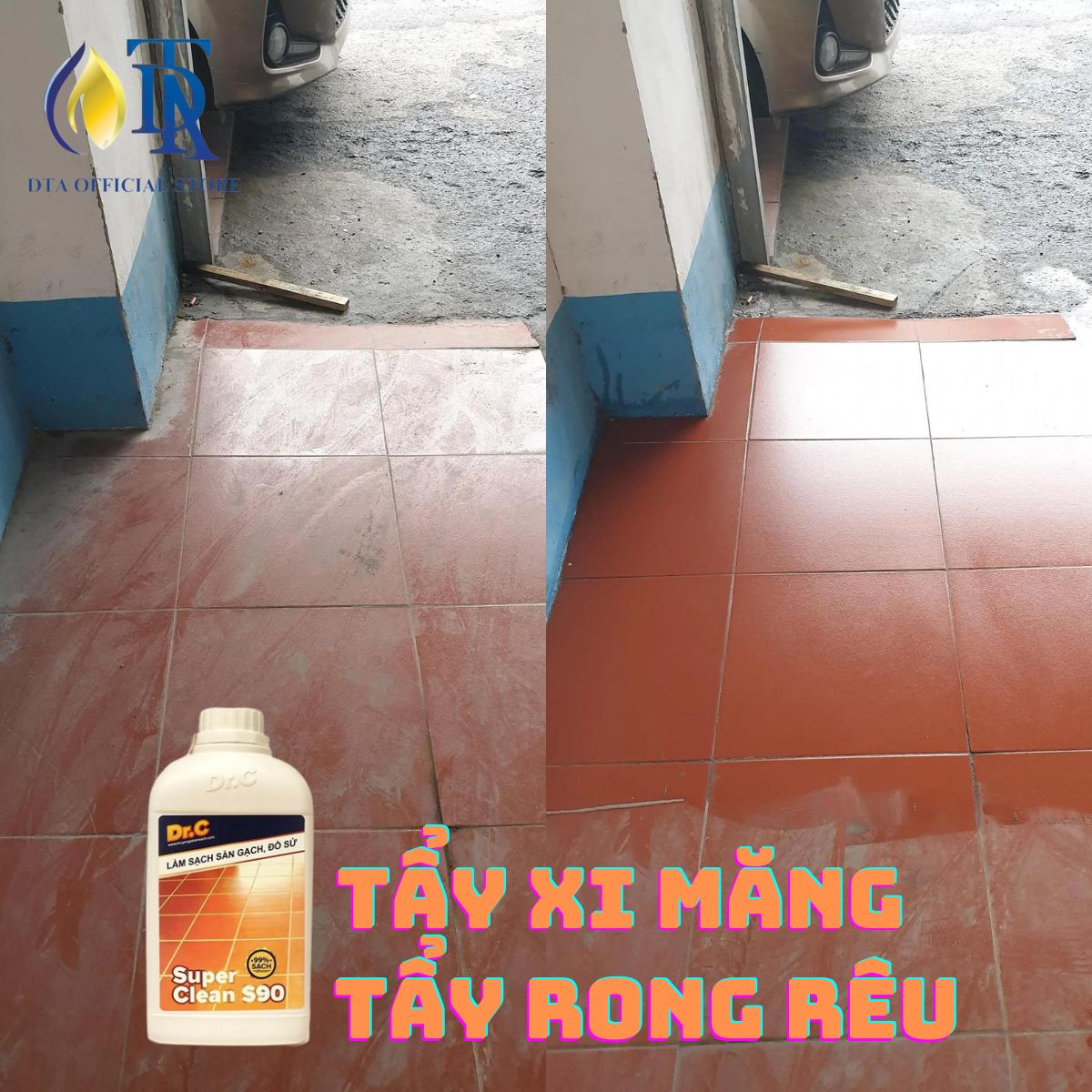 Tẩy Bồn Cầu Bị Ố Vàng,Tẩy Gạch Men,Tẩy Xi Măng,Nước Tẩy Nhà Vệ Sinh,Tẩy Rong Rêu Vôi Vữa Dr.C Super Clean S90 1 Lít