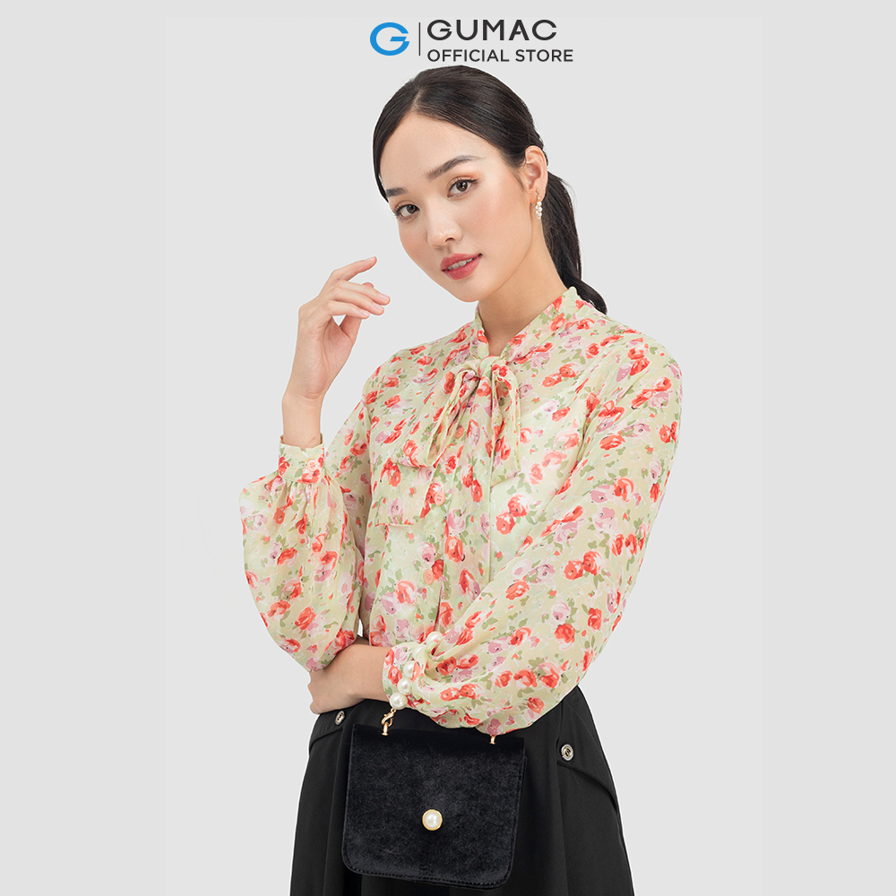 Áo sơ mi nữ GUMAC LA0701 kiểu thắt nơ sang trọng