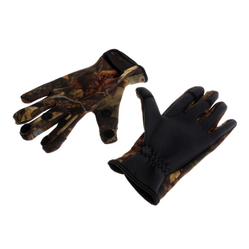 1 Pair Fishing Gloves Anti Slip Warm Cycling 3 Half-Finger Gloves M Camo