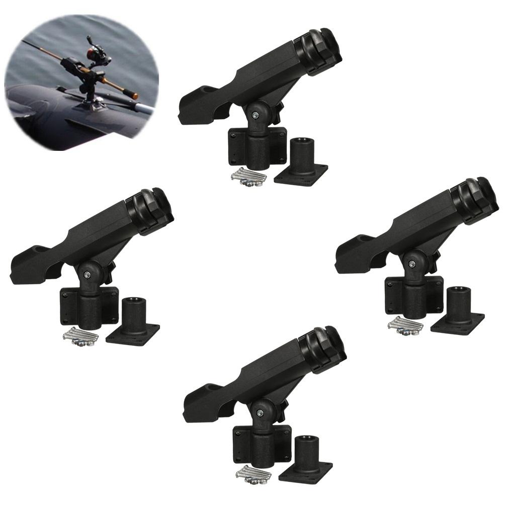 4 Yacht Boat Kayak Side Rail Rod Holder Rack Pole Stand Rest 360° Adjustable