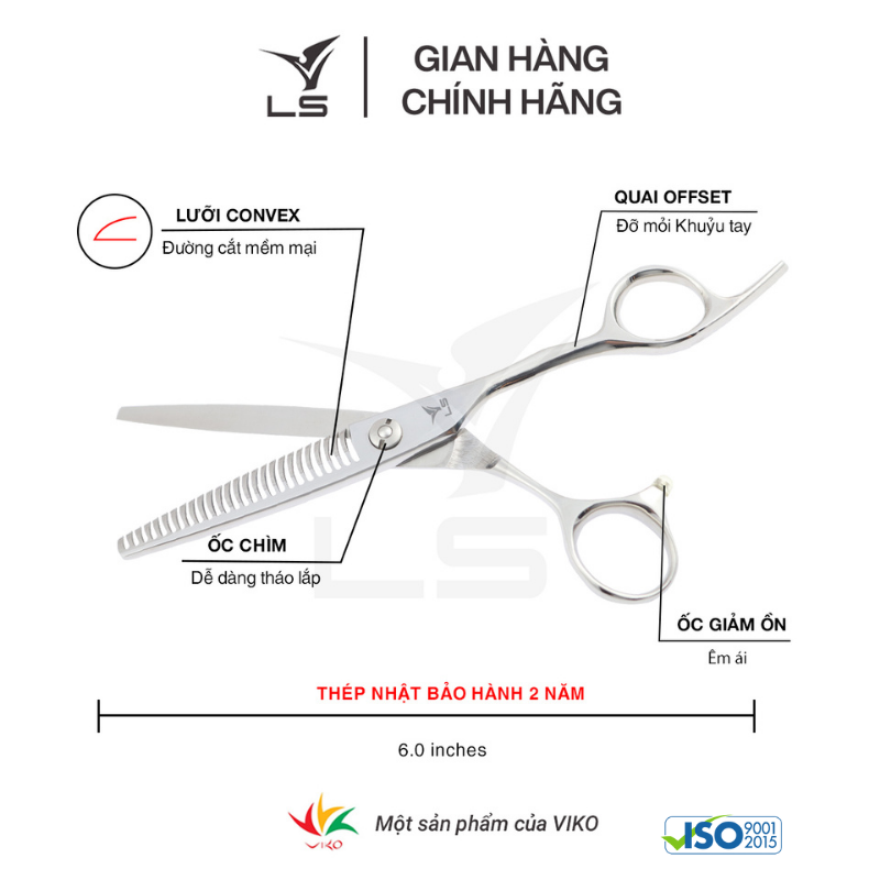 Kéo tỉa tóc LS rơi 15-20% quai offset vênh đỡ ngón cố định T3226