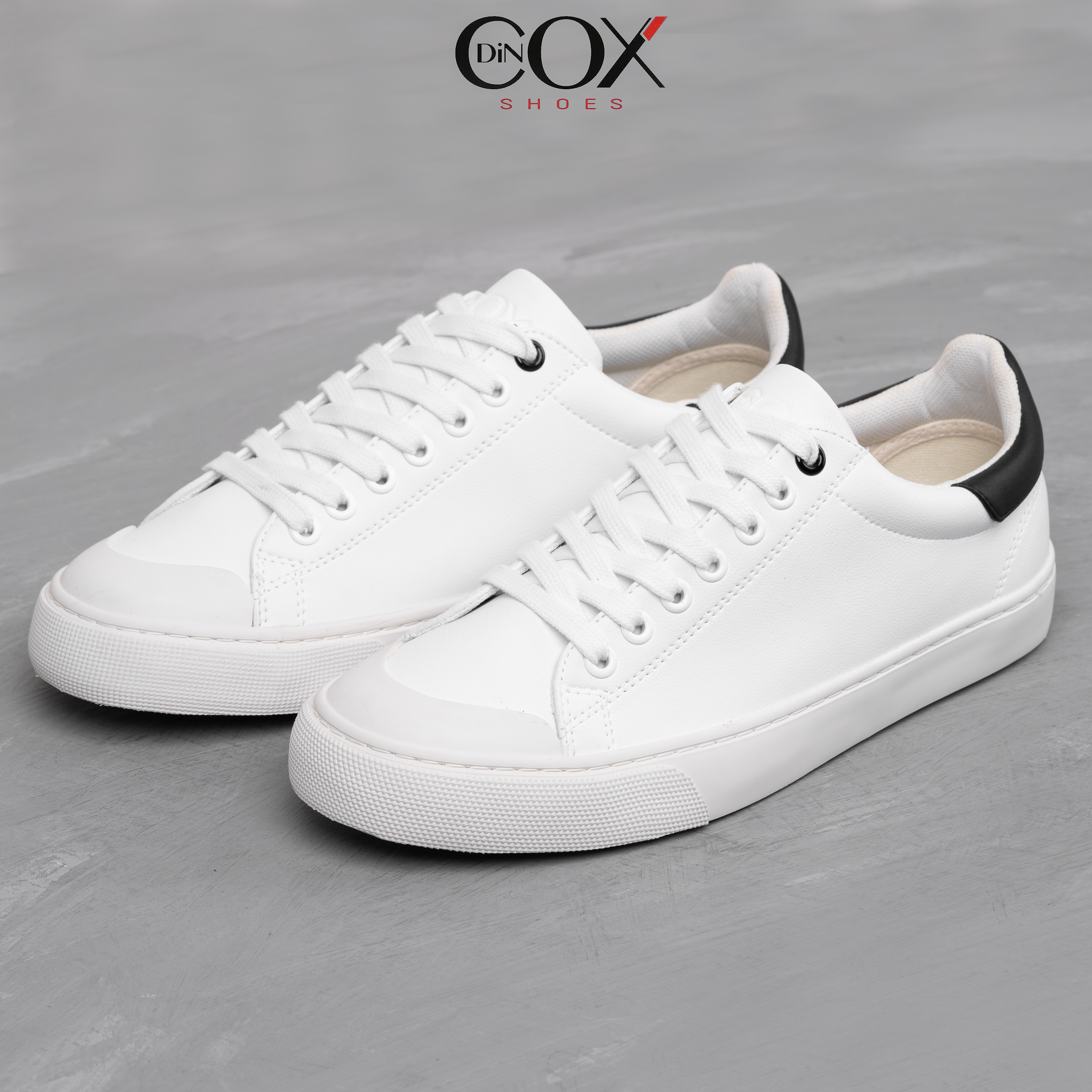 Hình ảnh Giày Sneaker Da Nam DINCOX C13 Cách Điệu Sáng Tạo White/Black