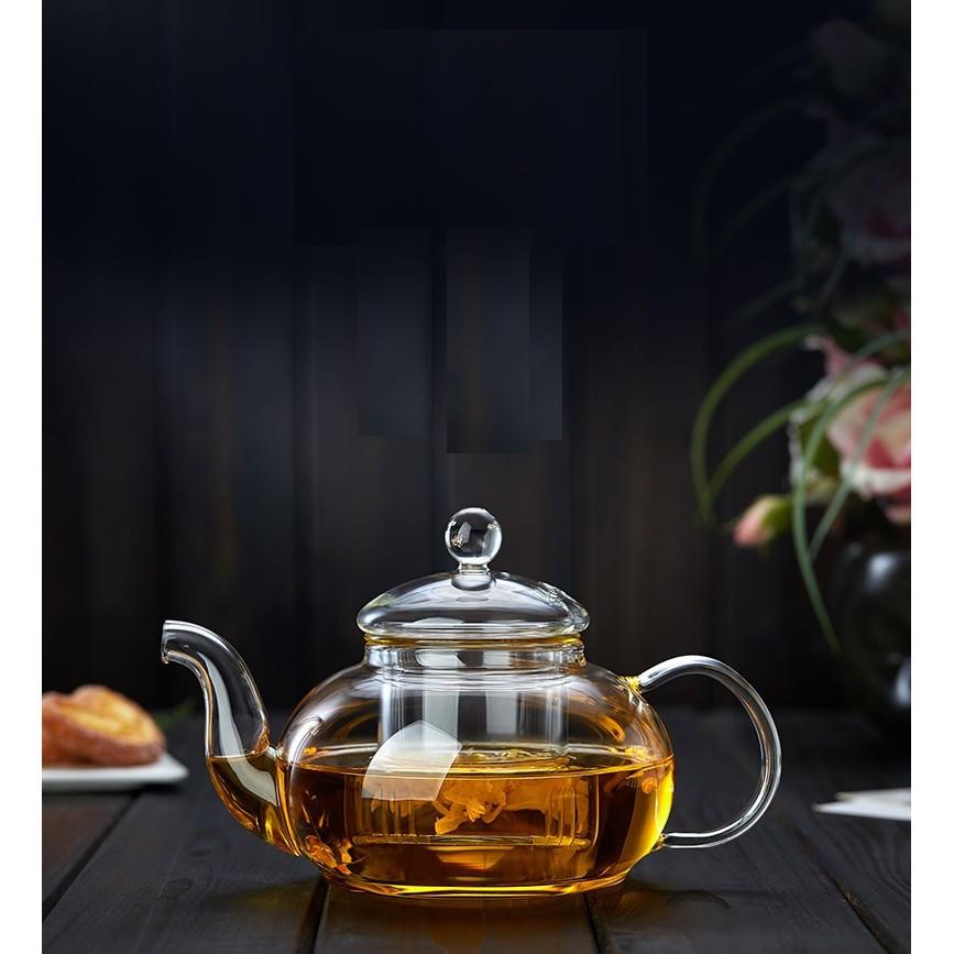 Ấm trà trơn 600ml - Ấm trà thủy tinh chịu nhiệt cao cấp Borosilicate, hàng xuất Âu