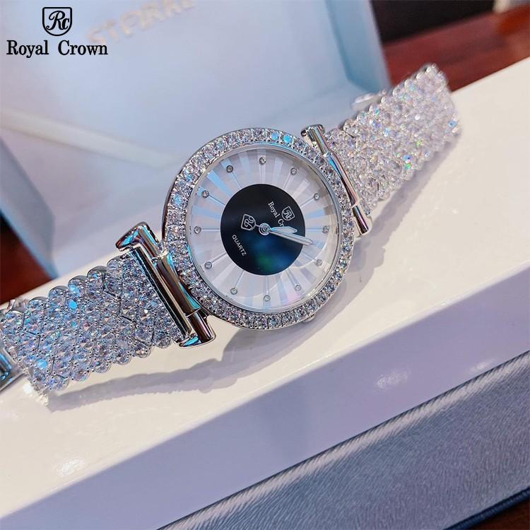 Đồng Hồ Nữ Chính Hãng Royal Crown 4611 Dây Kim Loại Đính Đá Chống Nước Chống Xước