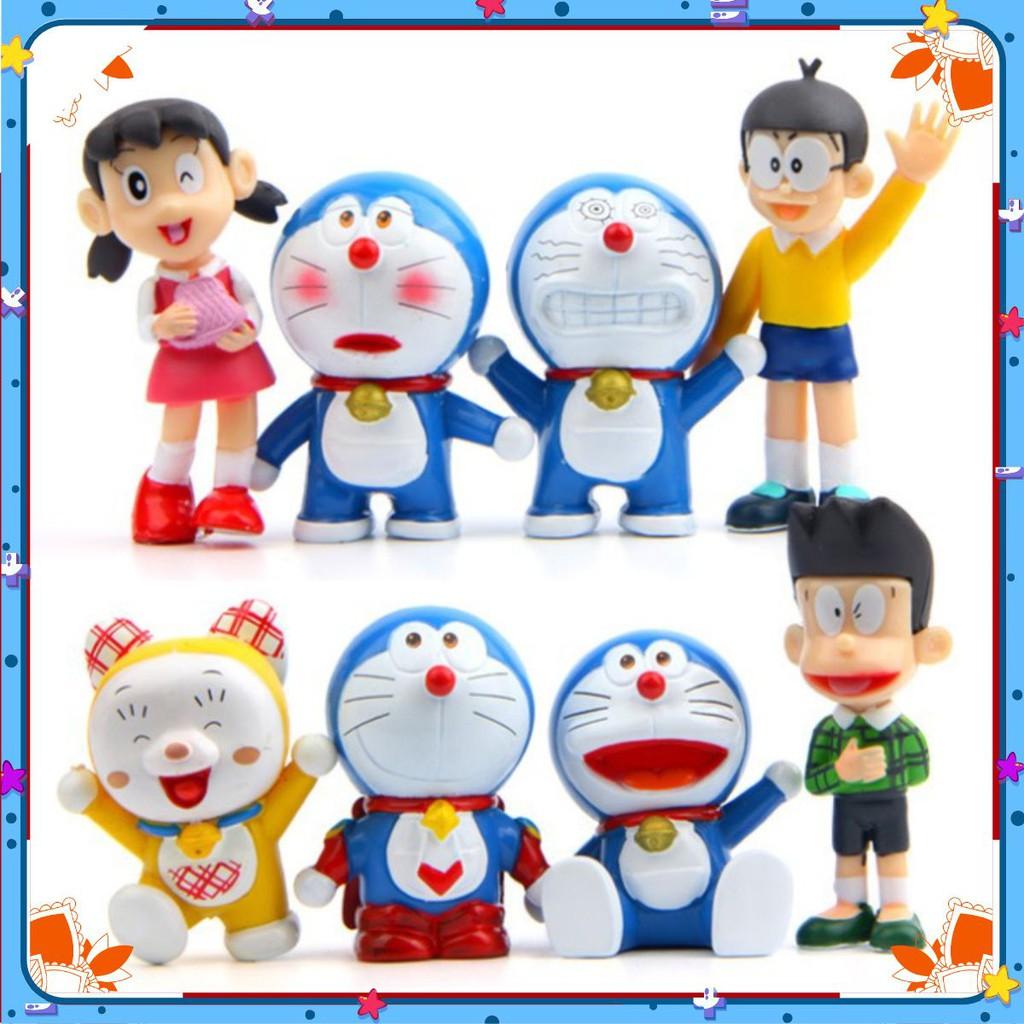 Set gồm 4 Doremon, Xuka, Nobita, Xeko và Doremi