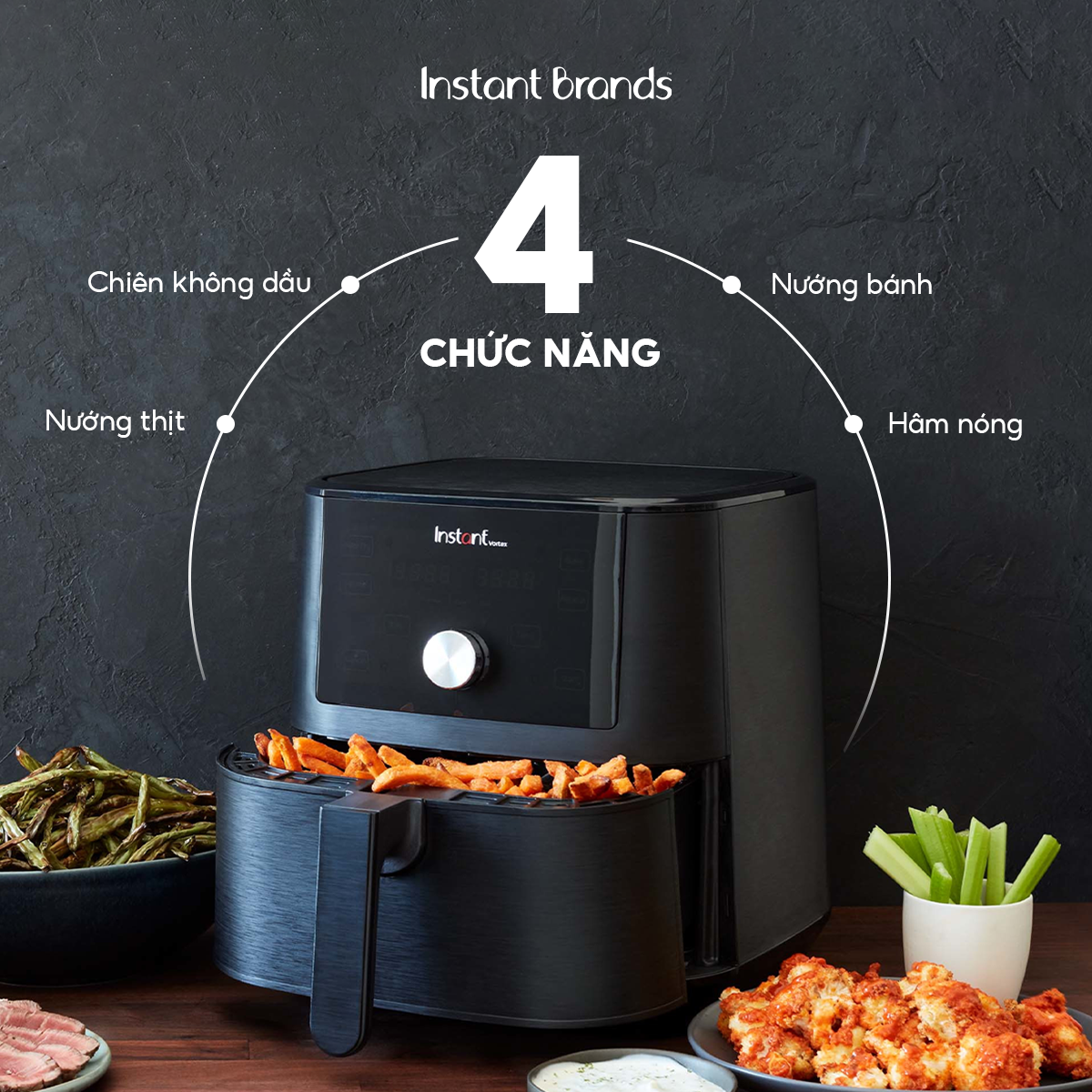 Nồi Chiên Không Dầu INSTANT VORTEX 4-IN-1 Dung Tích 5.7L - Hàng Chính Hãng