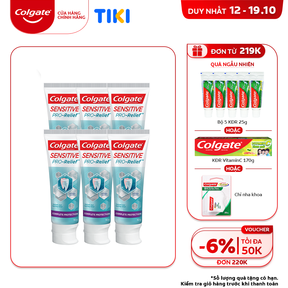 Bộ 6 Kem Đánh Răng Colgate Sensitive Pro Relief ngăn ê buốt và bảo vệ toàn diện 110g/hộp