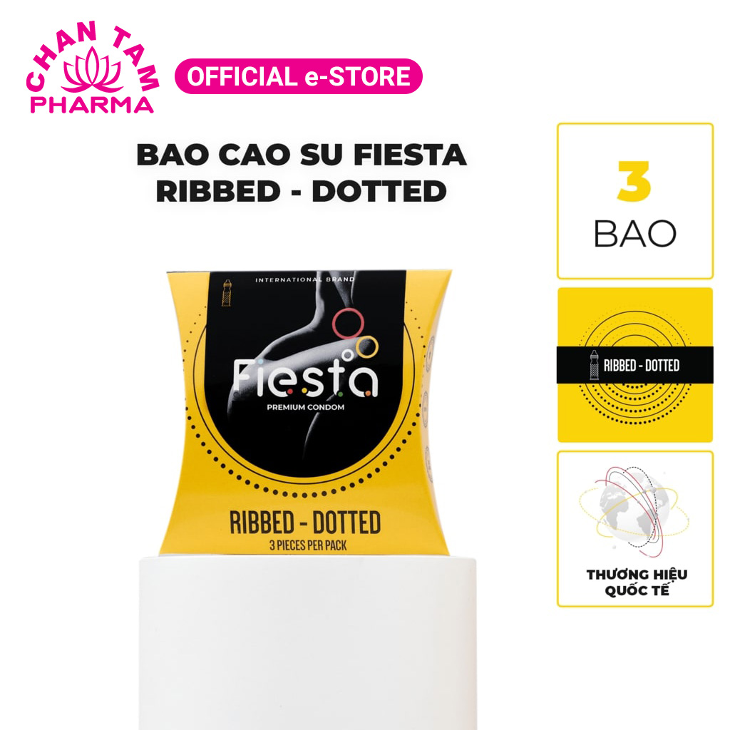 Bao cao su Fiesta siêu mỏng, gân, gai, bo đầu – hộp 3 cái