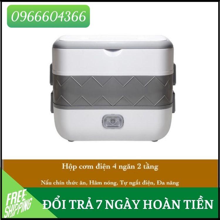 Hộp cơm điện 4 bát gốm sứ 2 tầng, Nồi cơm mini cho dân văn phòng, hộp cơm hâm nóng Life Element bảo hành 6 tháng