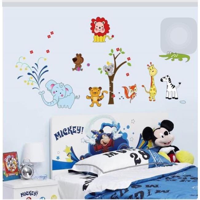 Decal dán tường Combo Vườn thú kaola + đoàn tàu happy travel