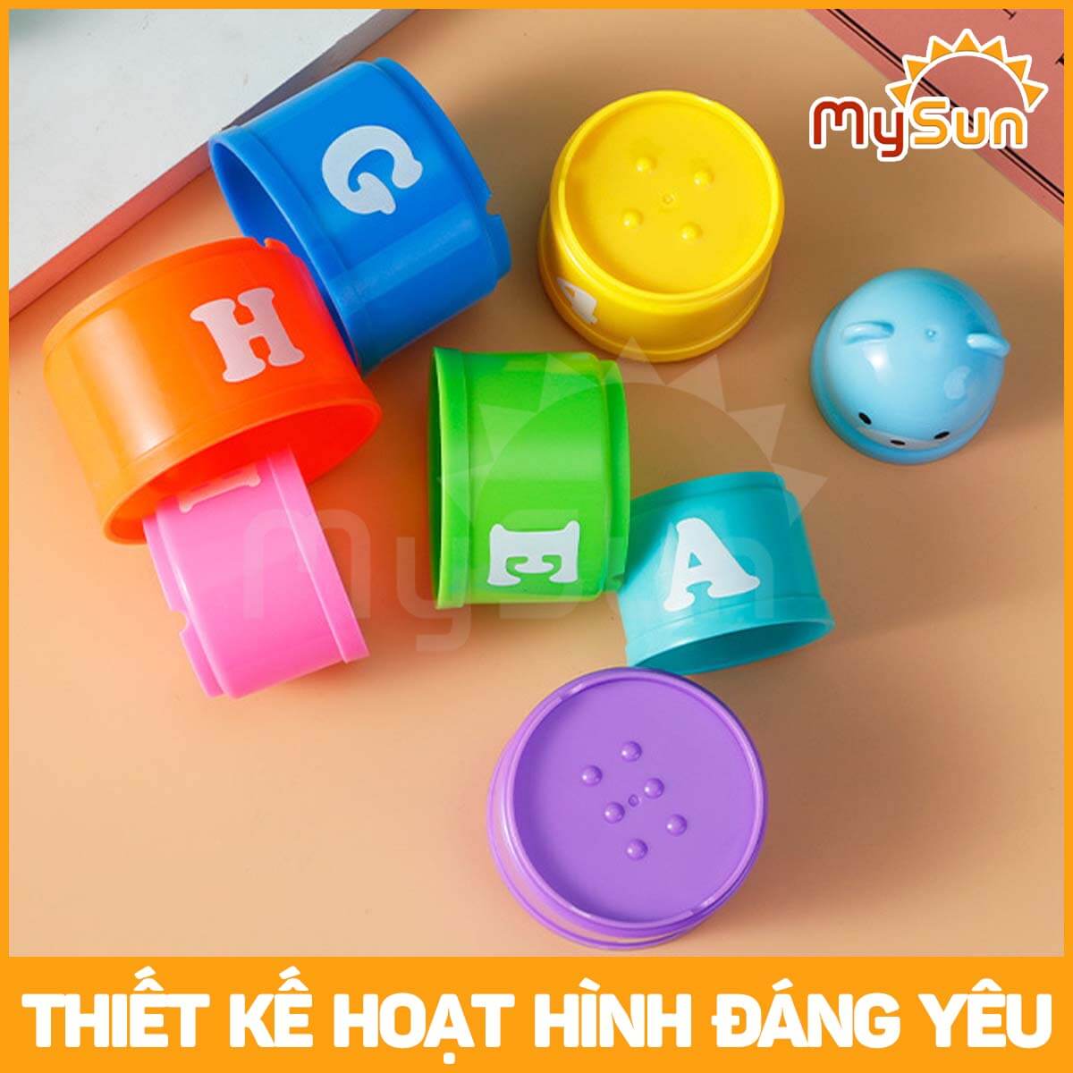 Đồ chơi xếp tháp chồng cốc thông minh giáo dục trí tuệ cho bé học tập đếm số và chữ cái cho bé MySun