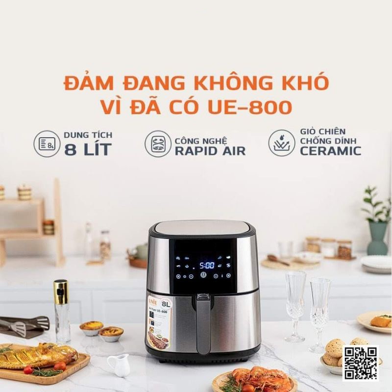 Nồi Chiên Không Dầu 8L Đa Chức Năng Công Suất 1800W Màn Hình Cảm Ứng Bảo Hành 12 Tháng Đổi Trả 7 Ngày