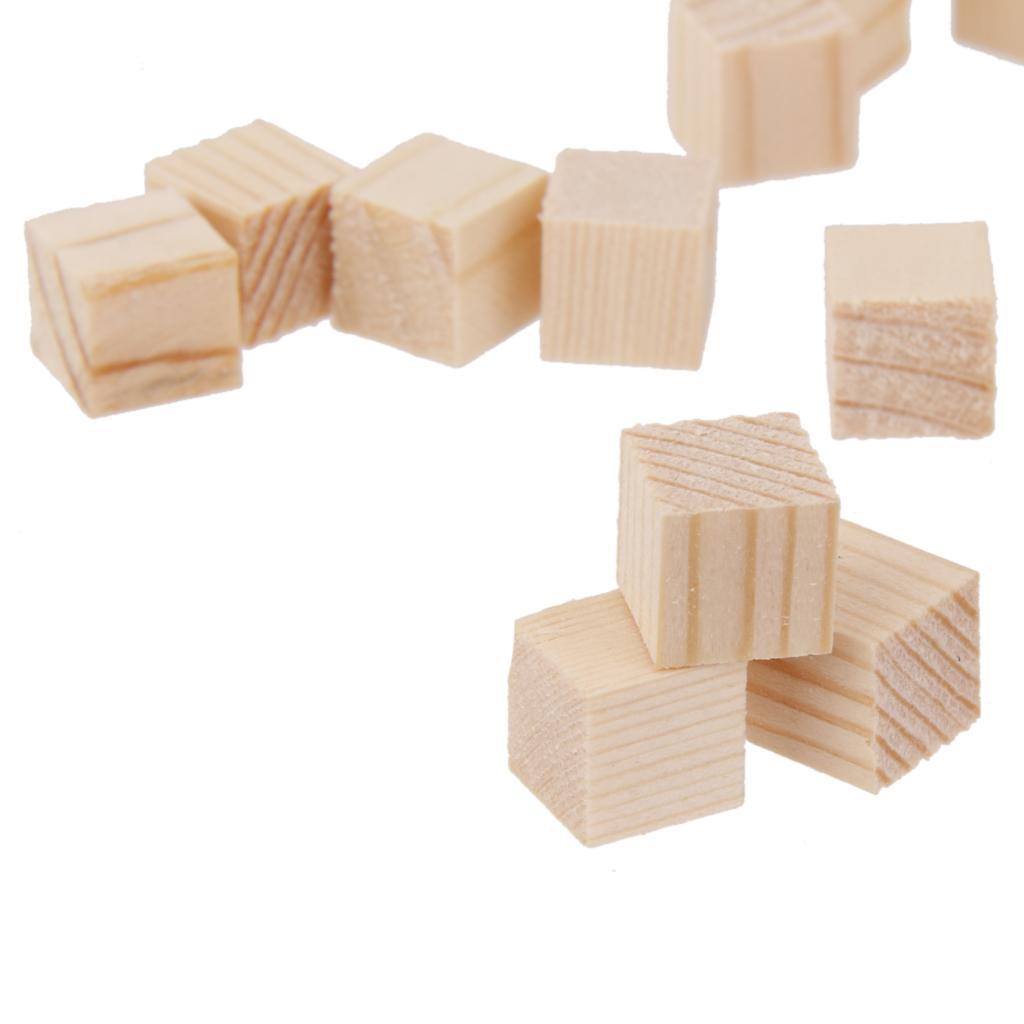 100x Wooden Blocks Mini Cubes Embellishment for Woodwork Craft Scrapbooking