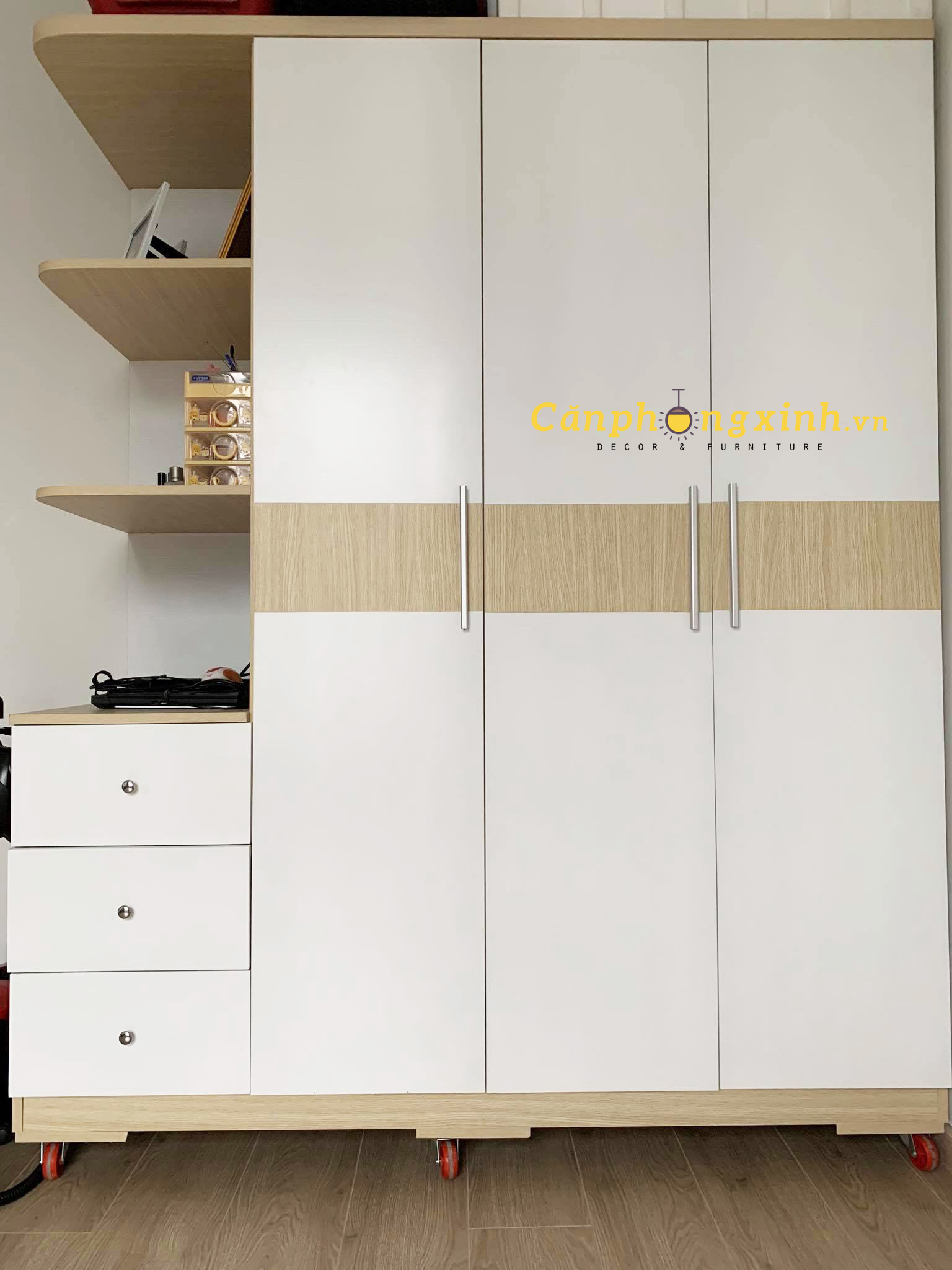 Tủ áo 3 cánh có kệ hộc gỗ MDF CPX-T15