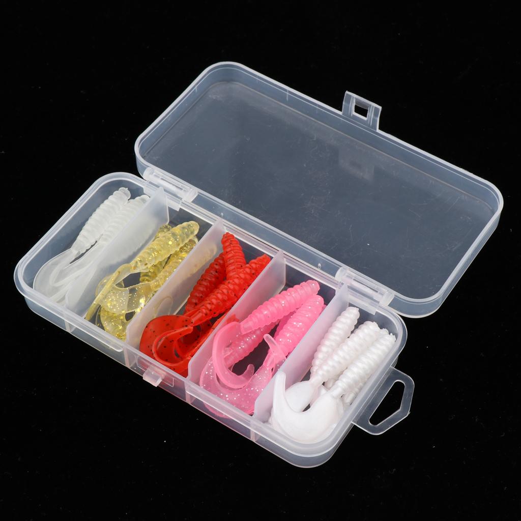 25pcs  Soft Worm Fishing Lures Set Artificial Bait Shad Swimbait