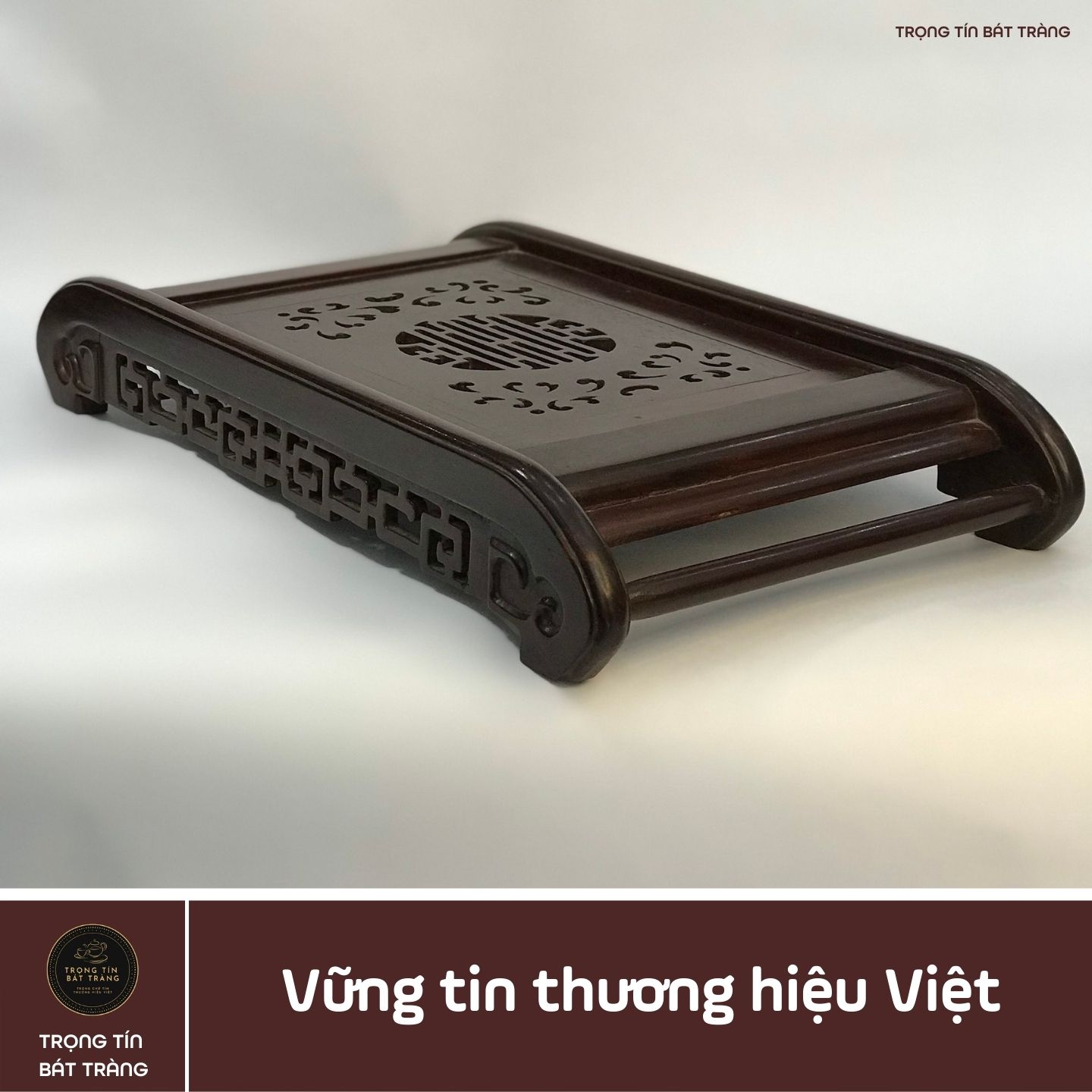 Khay Trà Gỗ Trắc Hình Chữ Nhật Kích Thước 47*26*7 cm KT 91