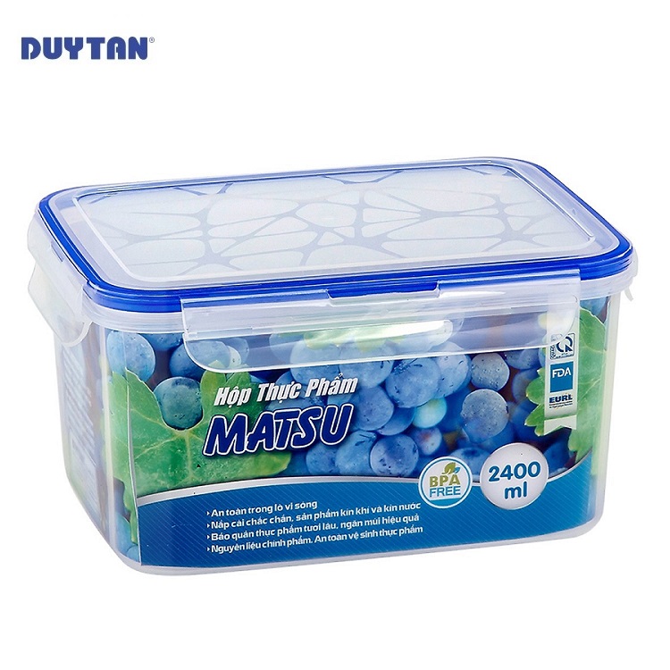 Hộp đựng thực phẩm chữ nhật nhựa Duy Tân Matsu 2400ml (21 x 16 x 11 cm) - 03239 - Hàng chính hãng