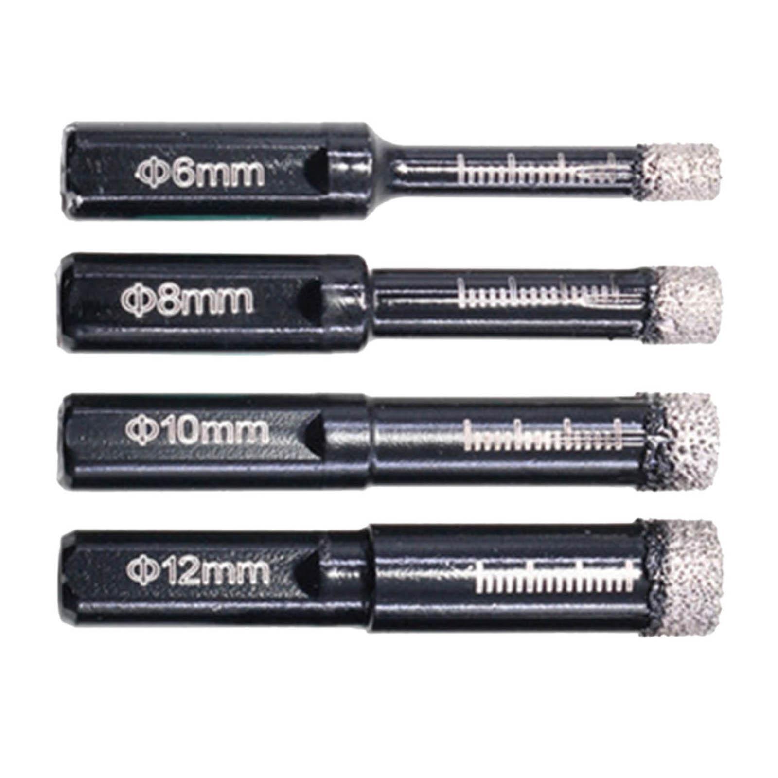 Dry Diamond Drill Bits Set 6/8/10/12mm Core Drill Bit Kit for Porcelain Marble Tile/Ceramic