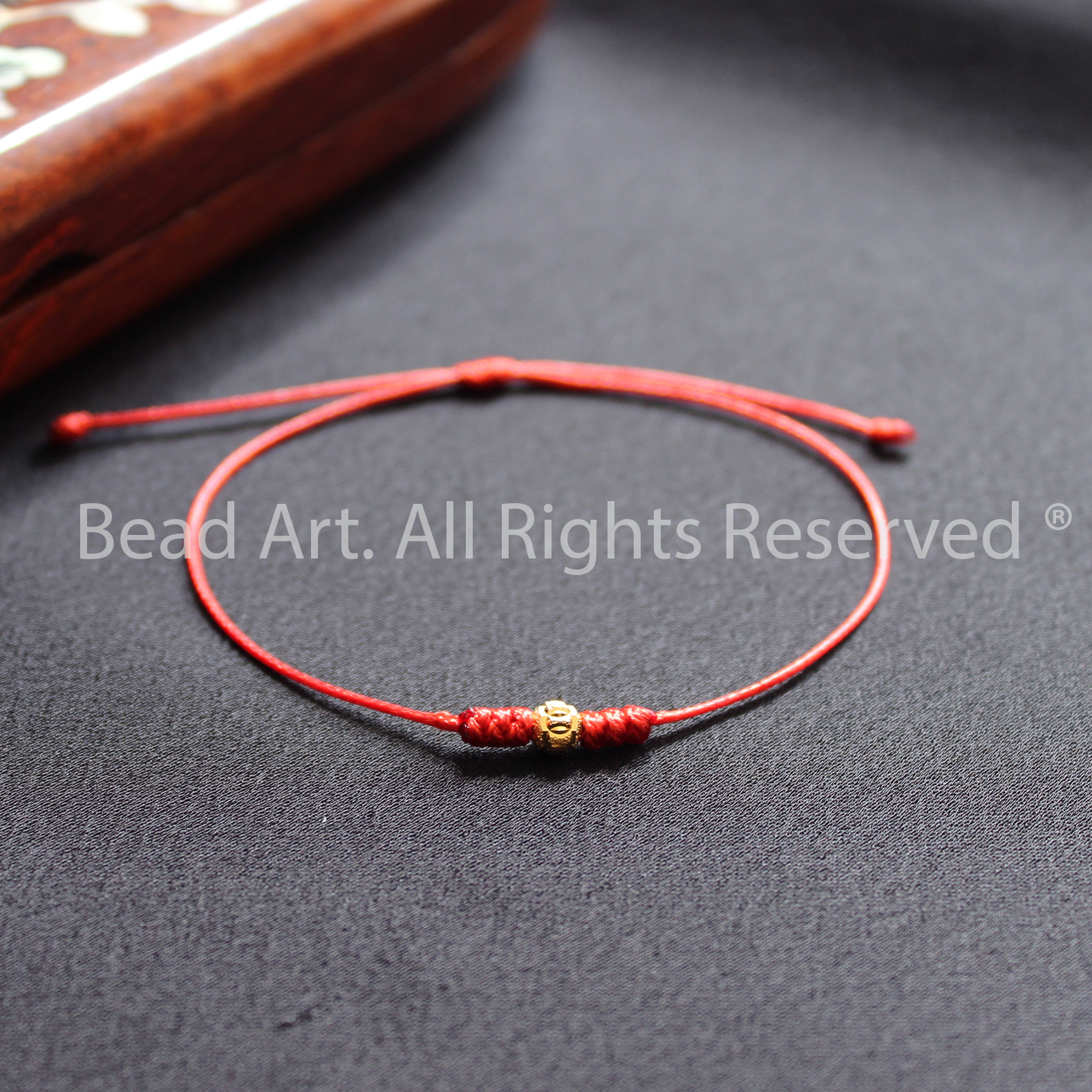 Vòng Tay Thắt Dây  Đỏ Handmade Charm Mạ Vàng, Vòng Tay Phong Thuỷ, Chuỗi Hạt, Trang Sức - Bead Art