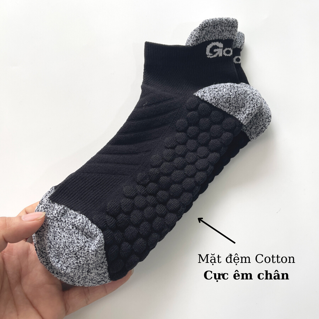 Tất Thể Thao Nam Nữ GOMTAT Cao Cấp, Vớ Thể Thao Cổ Ngắn Có Lớp Đệm Nút Cotton Thoải Mái Êm Chân - GOM501-THETHAO