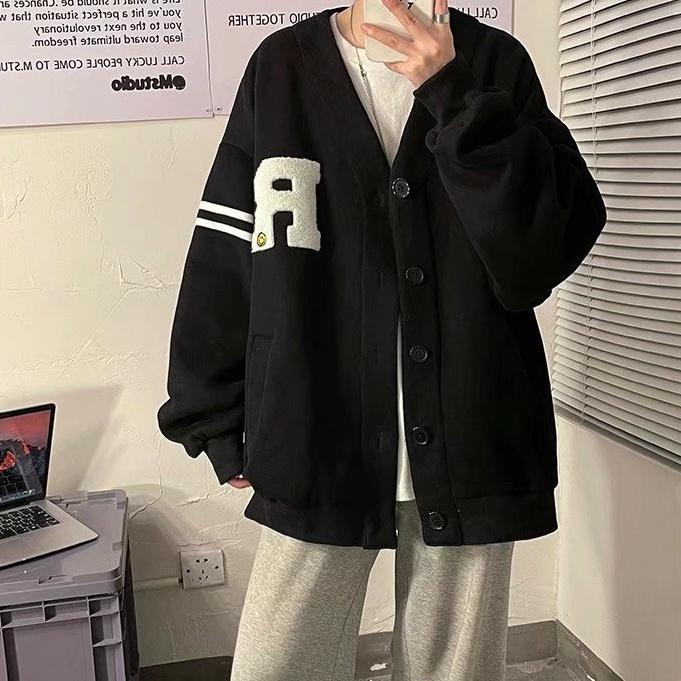 Áo Khoác Cardigan Unisex️Áo Cardigan Họa Tiết Chữ R Chấm Bi form rộng Ulzzang Unisex Nam/Nữ