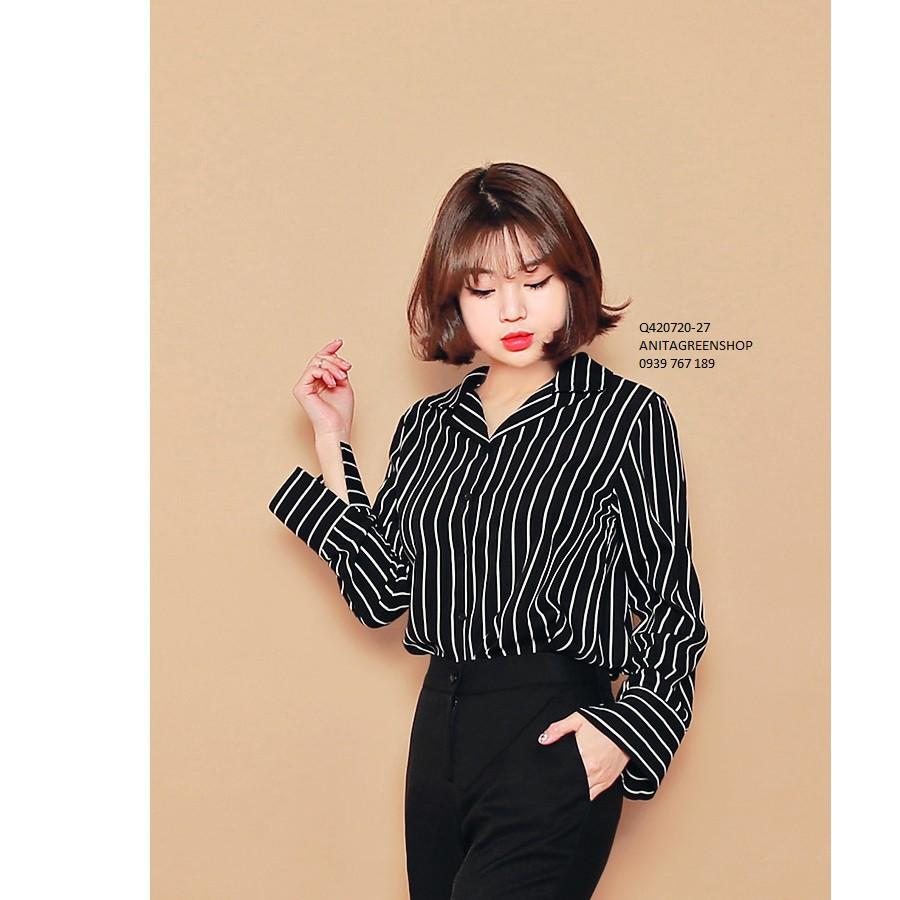 Q420720 ÁO SƠ MI SỌC DÀI TAY