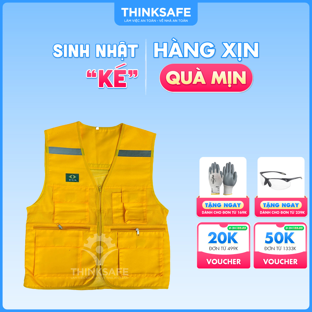 Áo gile bảo hộ Thinksafe, áo phản quang giá rẻ, gi lê cho kỹ sư, áo lưới công nhân, áo khoác vải Pangrim Hàn Quốc cao cấp bền đẹp, nhận in may theo yêu cầu