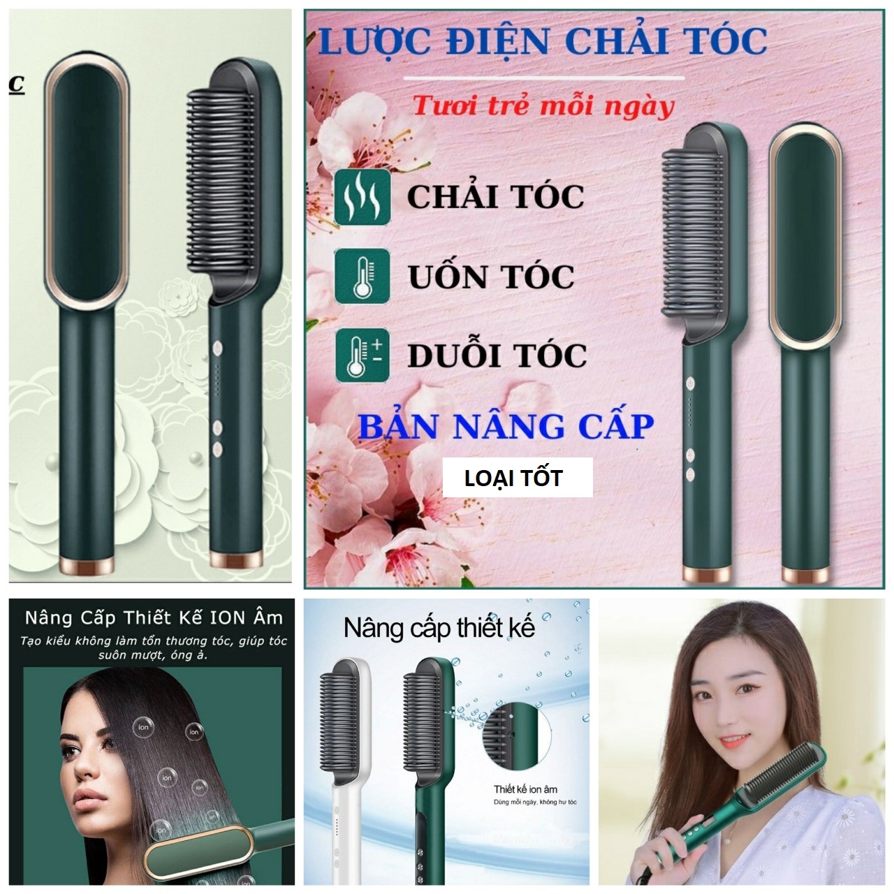 Lược điện chải thẳng tóc , uốn cụp tóc chuyên nghiệp và tiện lợi - Máy uốn tóc siêu tốc hiện đại công nghệ Hàn Quốc mẫu mới