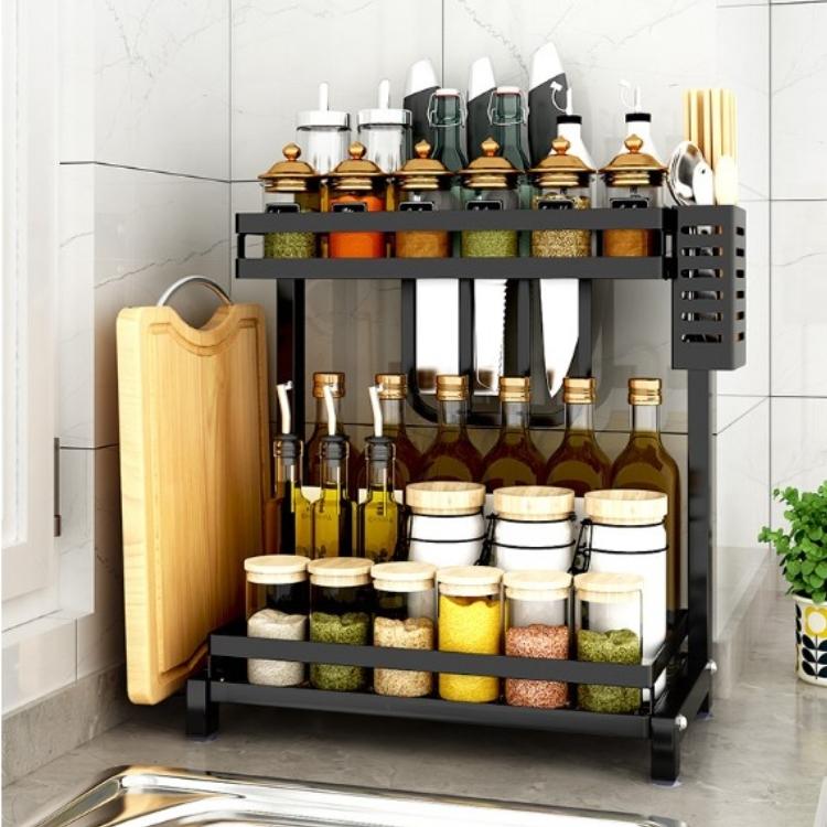 Kệ gia vị bằng thép carbon chống gỉ, chống xước, kệ đựng chai lọ gia vị đa năng, kệ để đồ nhà bếp gọn gàng, sang trọng