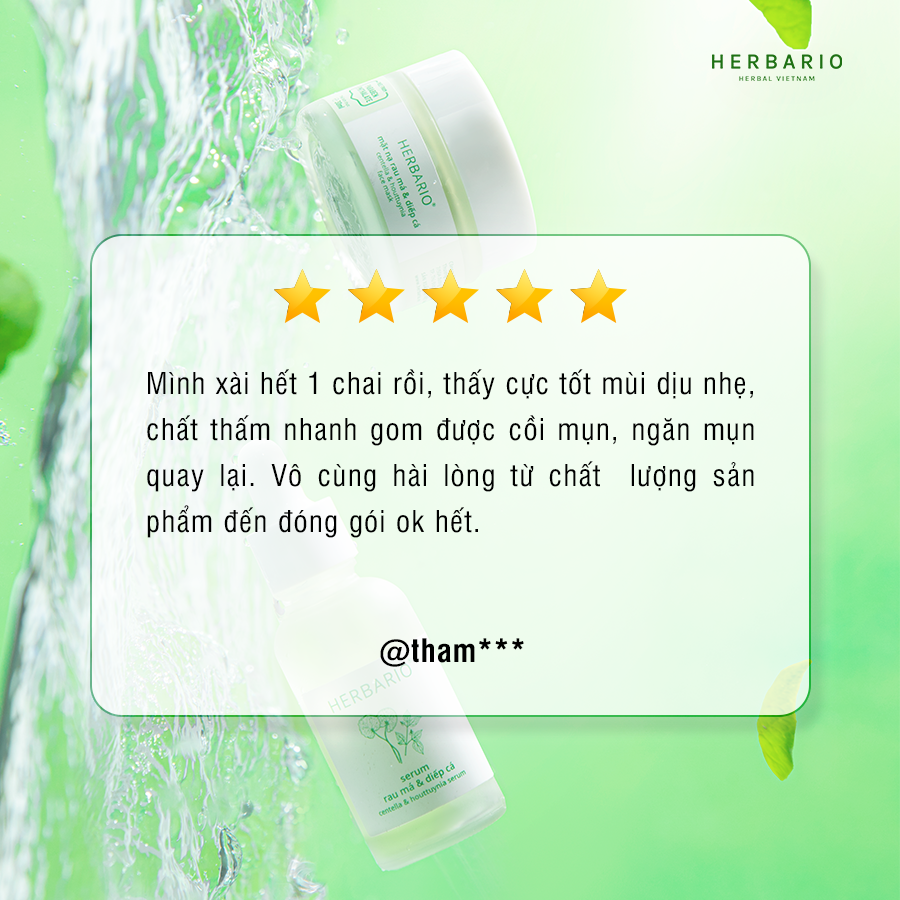 Serum Rau má &amp; Diếp cá Herbario 30ml - Hàng chính hãng