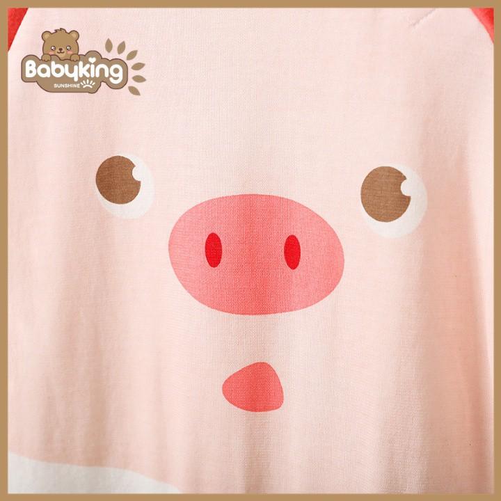 BodySuit,áo liền quần dễ thương ngắn tay kiểu heo pinky cho bé , cotton 100%,thương hiệu Aiueo Nhật Bản.