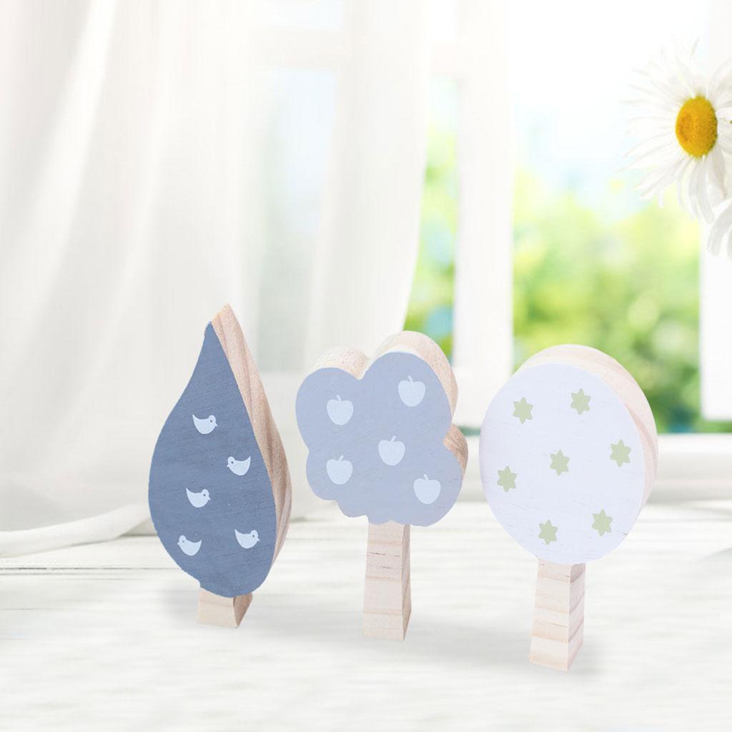 Mini Trees Building Blocks Ornaments Wooden Room Decor Wood Ornaments for Photo Props