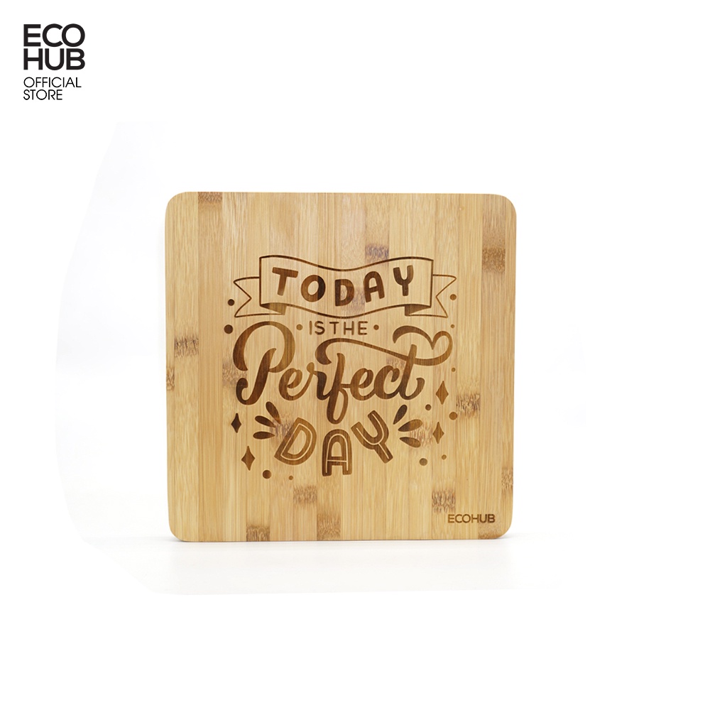 Thớt tre ECOHUB Hình vuông Perfect Day dùng để ăn salat, Hoa quả, Beefsteak (Bamboo Cutting Board)