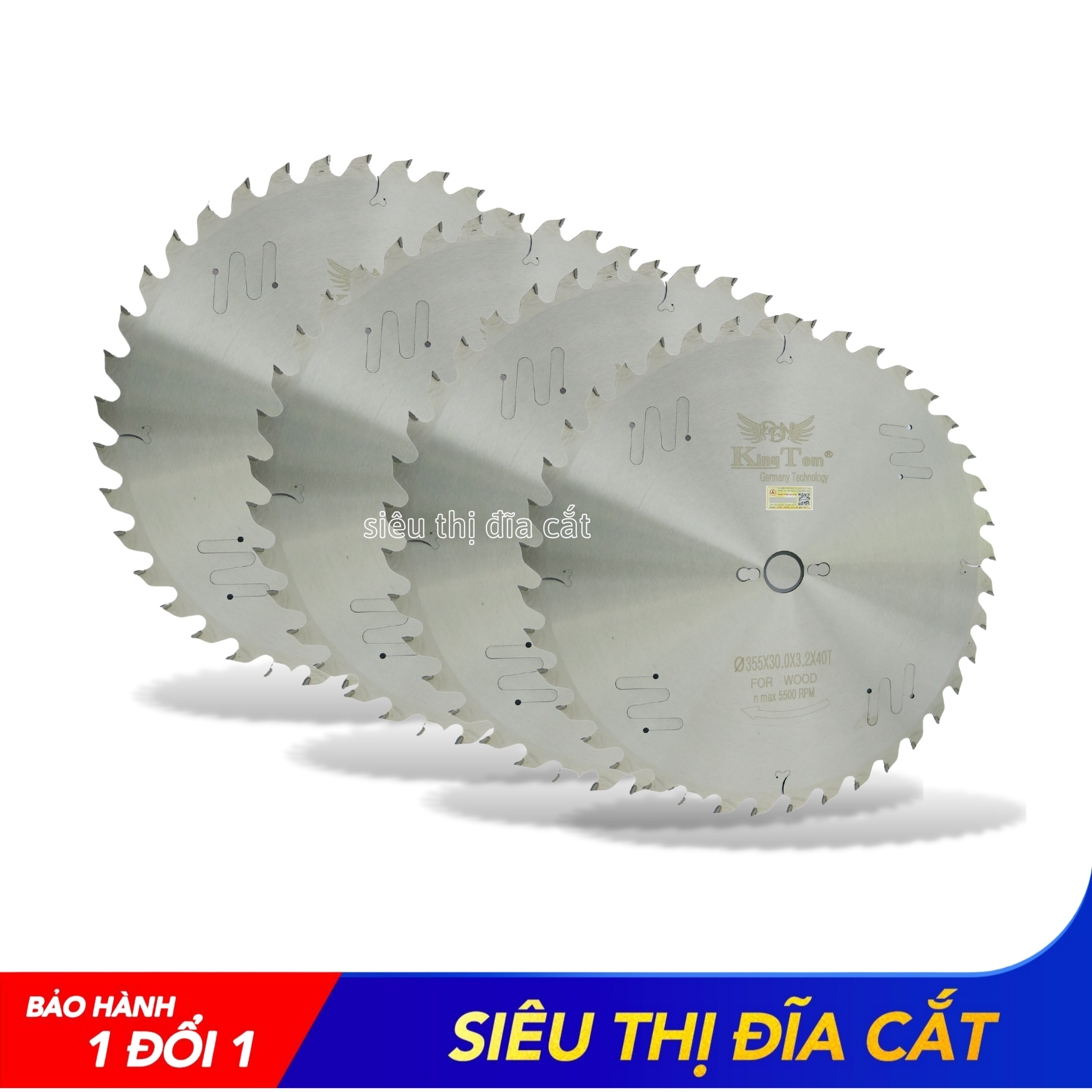 Lưỡi Cưa - Lưỡi Cắt Gỗ Cao Cấp 355-40 Răng KingTom - Chuyên Gỗ Cứng, Gỗ Có Đinh