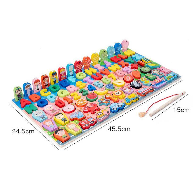 Bộ đồ chơi thông minh câu cá ghép hình 7in 1 ,chữ cái ,số ,phương tiện giao thông phát triển tư duy cho bé