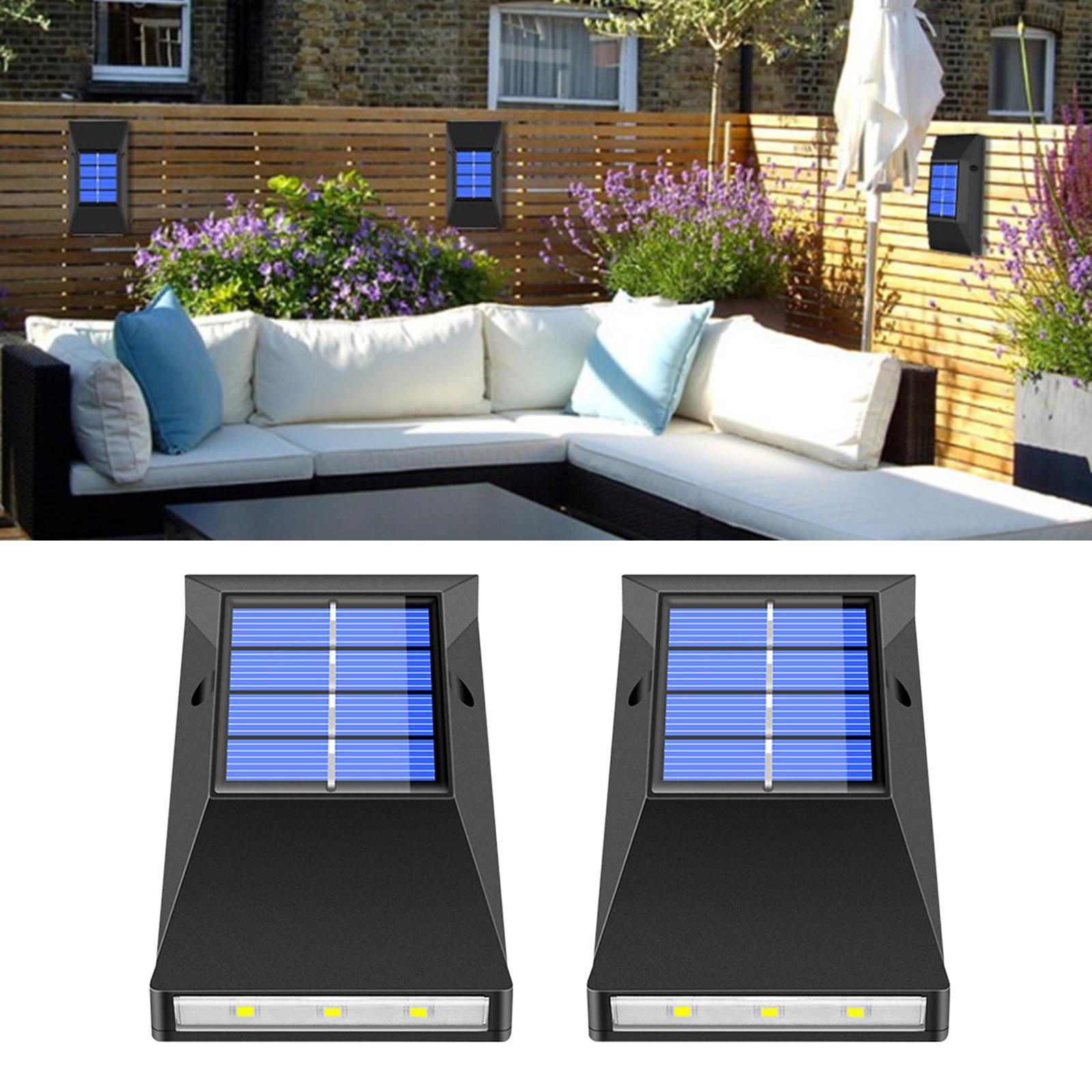 2 Pack Solar Deck Lights Outdoor Waterproof, Solar Powered Wall Lights Fence Lights Night Outside Lights Decorations for Steps Stairs Walkway Fences