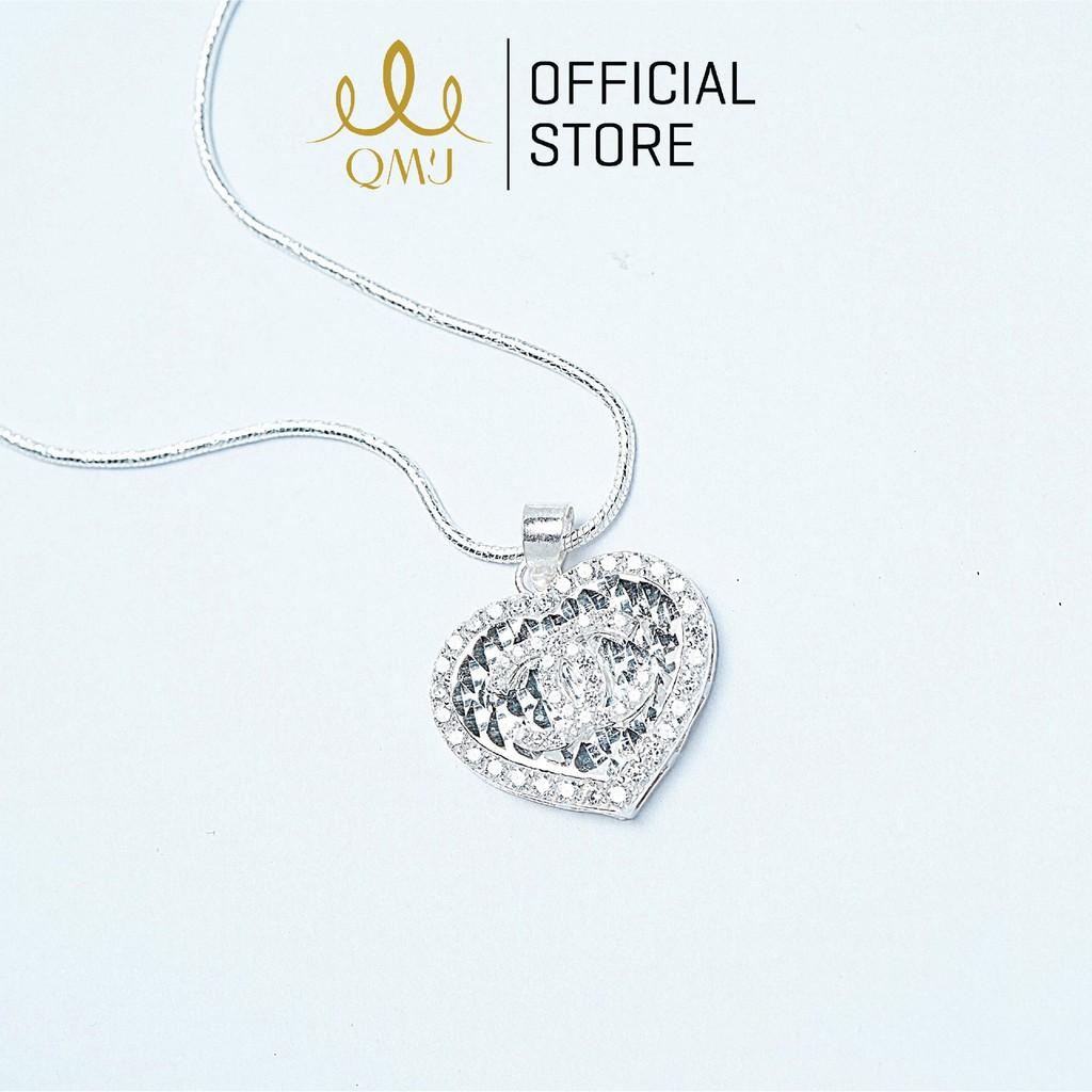 Dây chuyền bạc QMJ Tim sang chảnh, nạm đá tấm tinh sảo - Q160